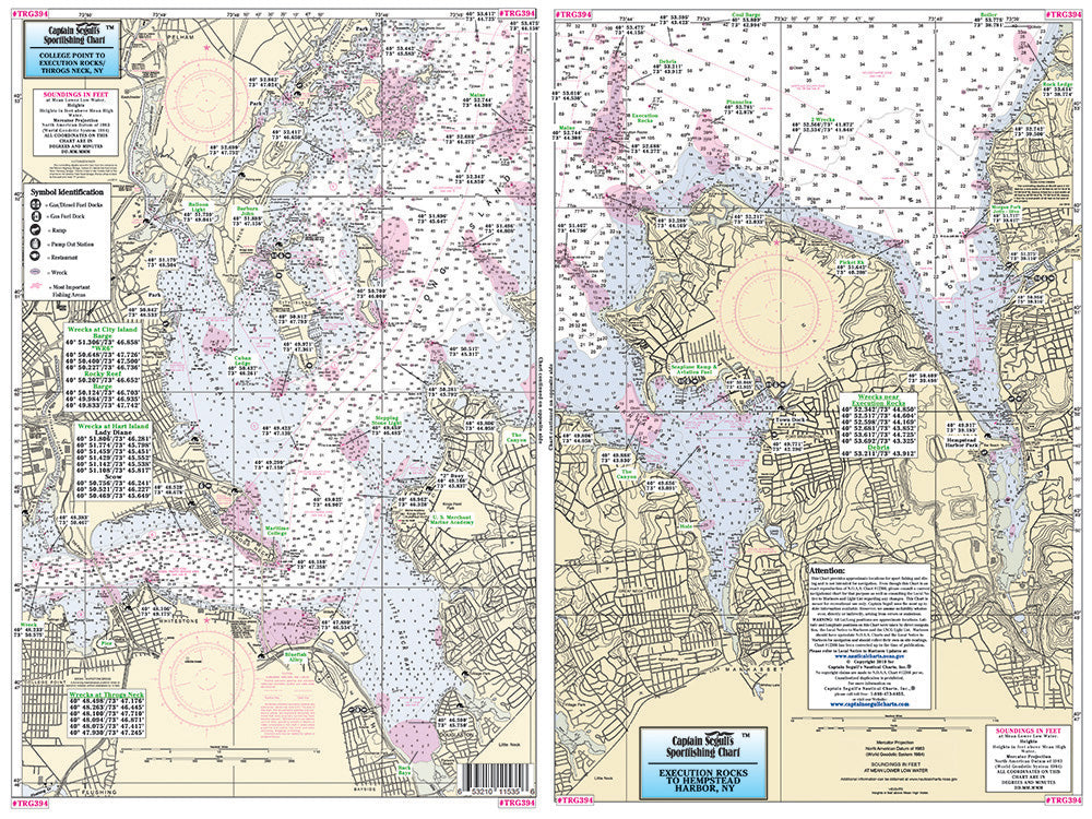 Captain Segull’s Fishing Chart Small Boat and Kayak: College Point to Hempstead Harbor, NY    