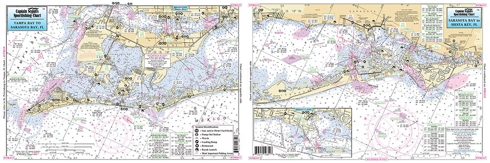 Captain Segull’s Fishing Chart Small Boat/Kayak: Tampa Bay to Siesta Key, FL    