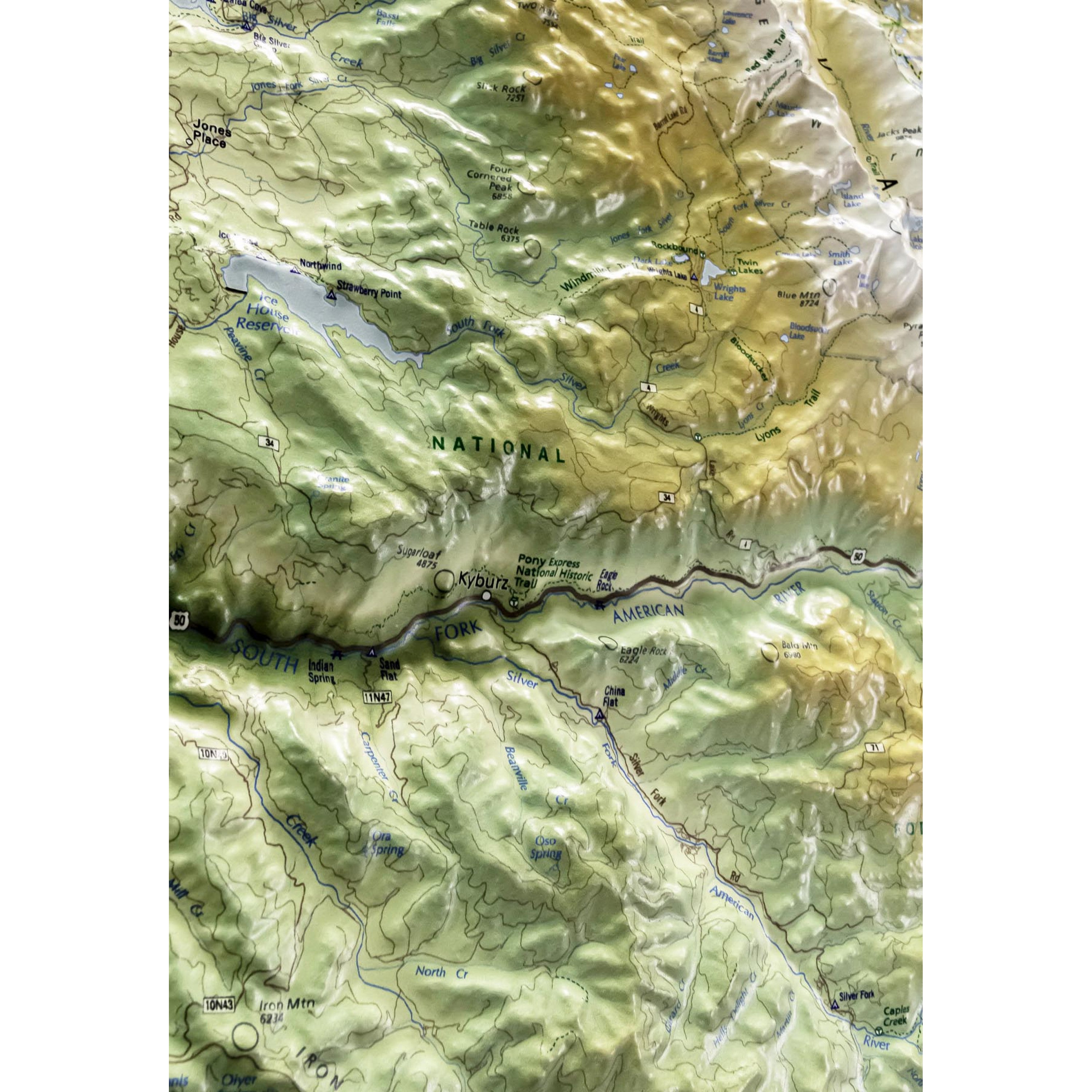 Tahoe Trail Map Three Dimensional 3D Raised Relief Map