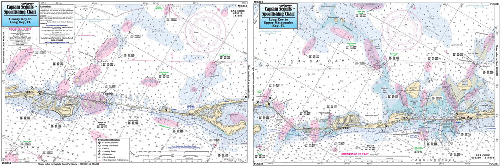 Captain Segull’s Fishing Chart Small Boat and Kayak: Upper Matecumbe Key to Grassy Key, FL    
