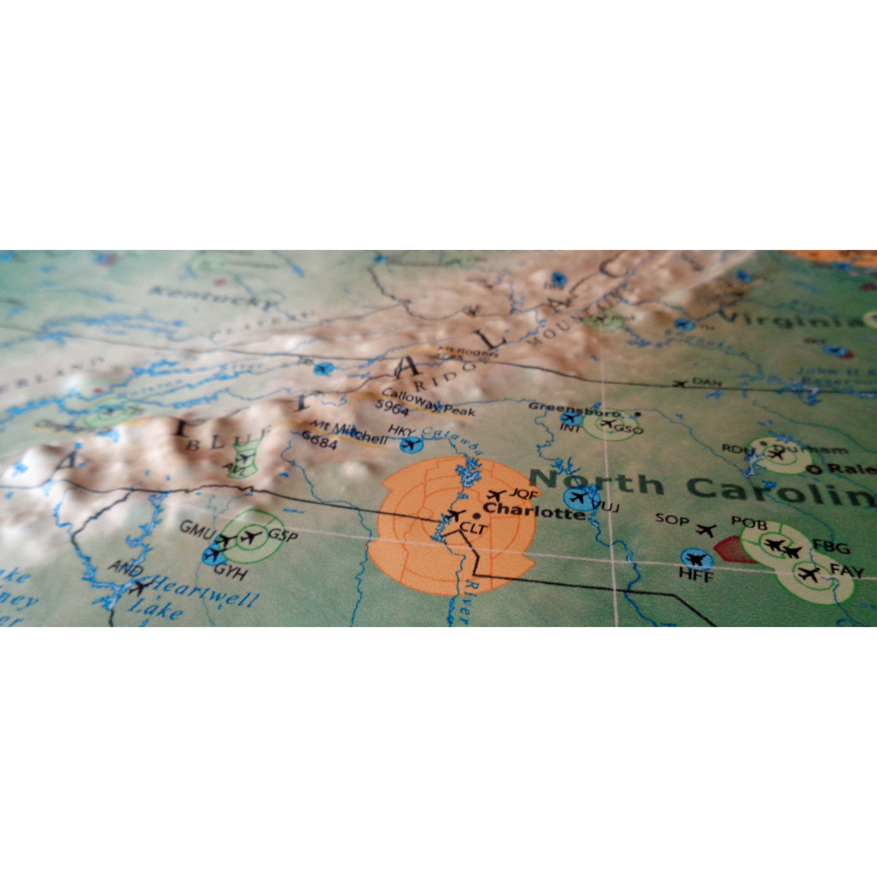 Summit 3D US Map – Major Airports & Airspace Three Dimension Raised Relief Map