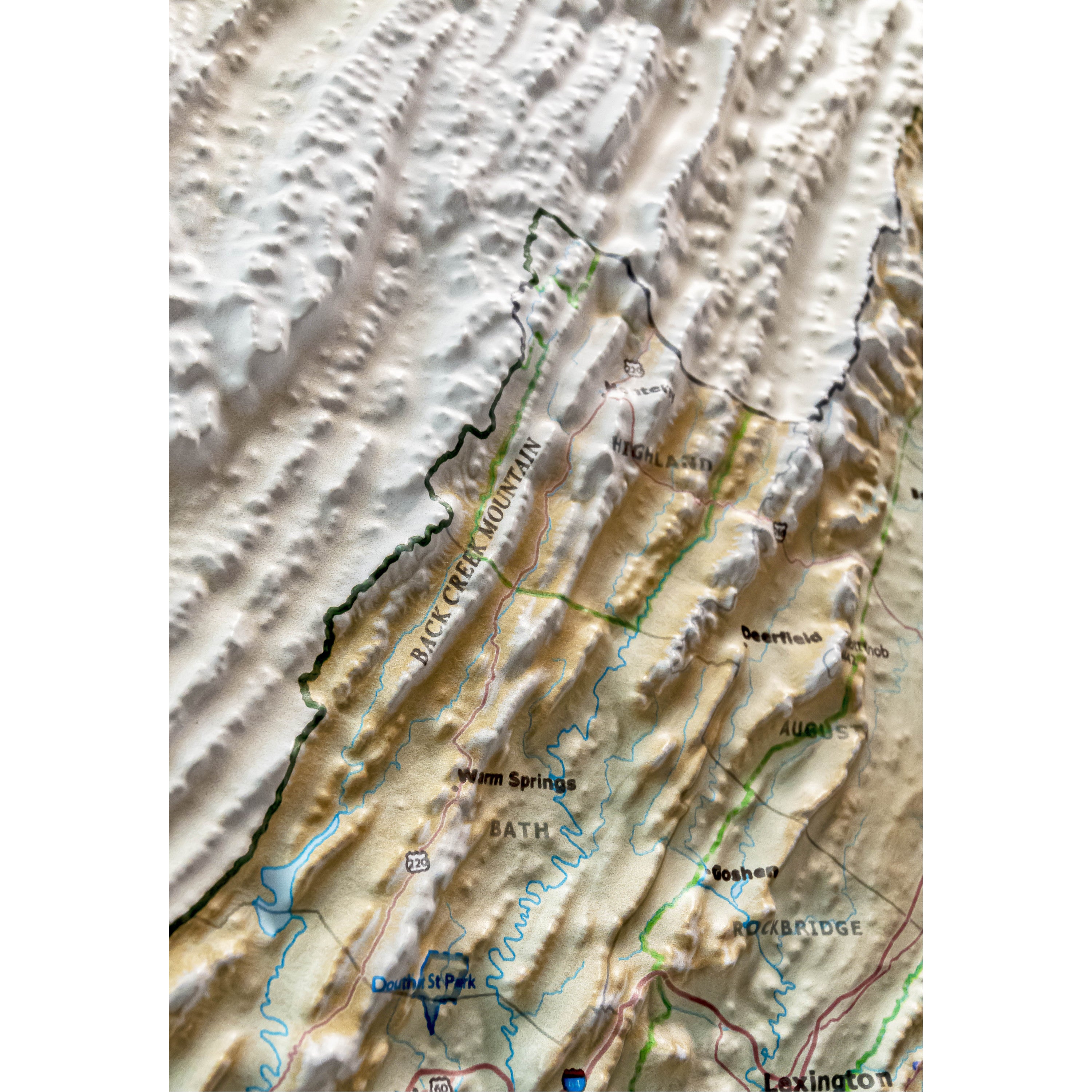 Virginia State Three Dimensional 3D Raised Relief Map