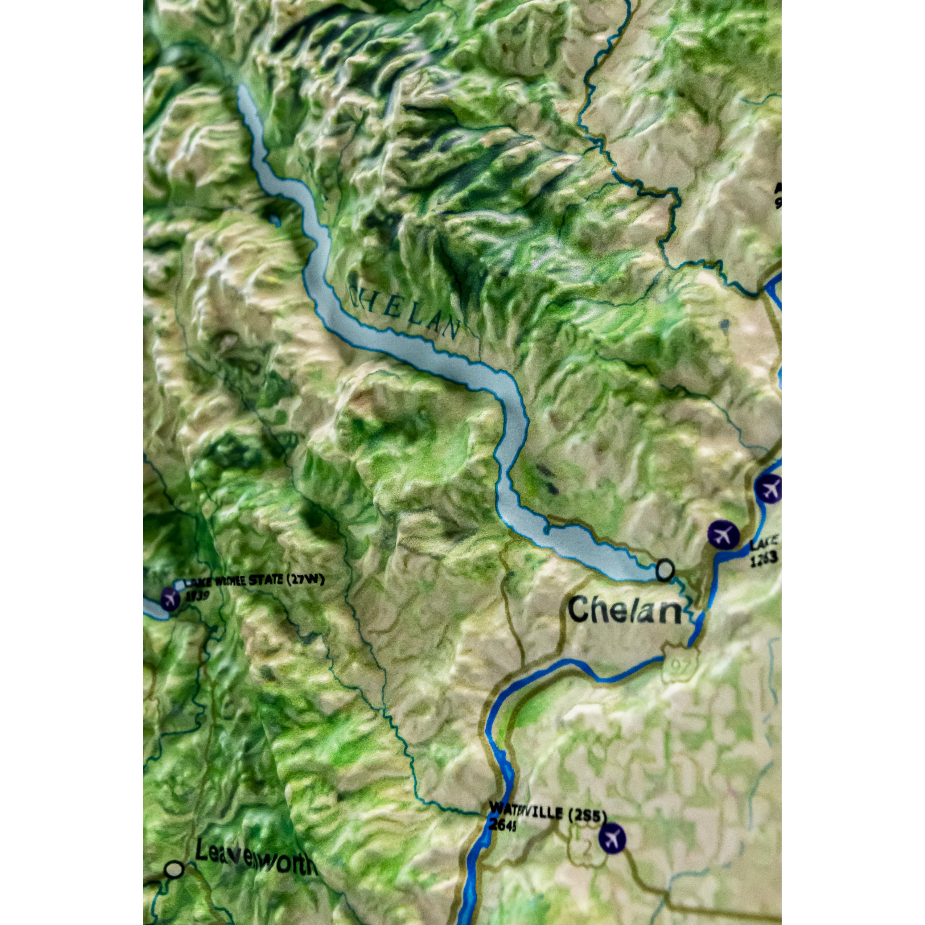 Washington State Airport & Airspace Three Dimensional 3D Raised Relief Map