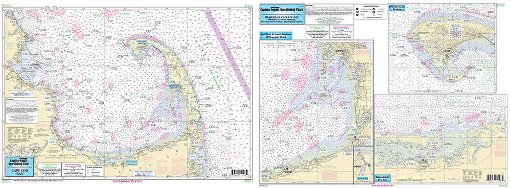 Captain Segull’s Fishing Chart Nearshore: Harbors of Cape Cod Bay, Massachusetts    