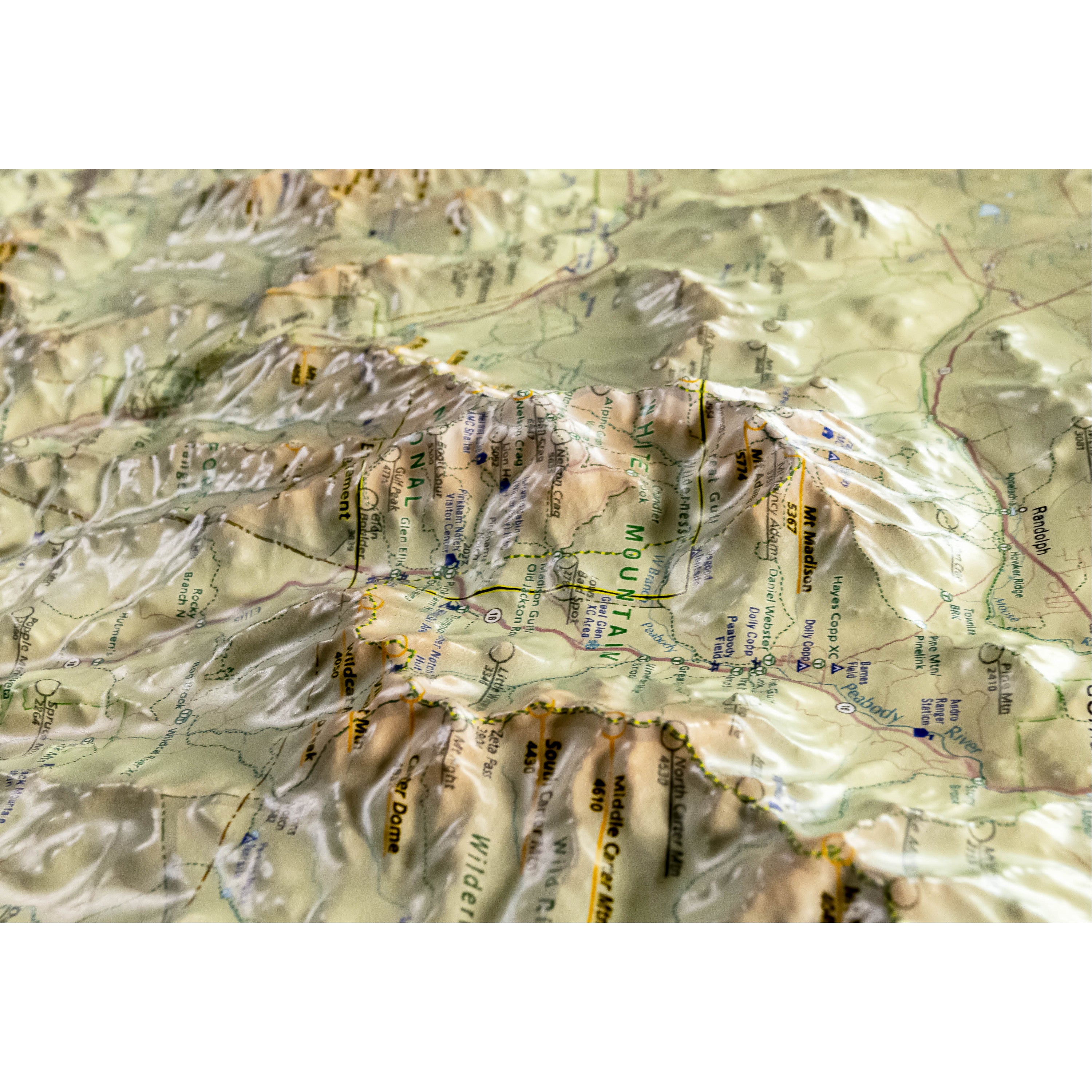 White Mountains 4000 Footers Three Dimensional 3D Raised Relief Map