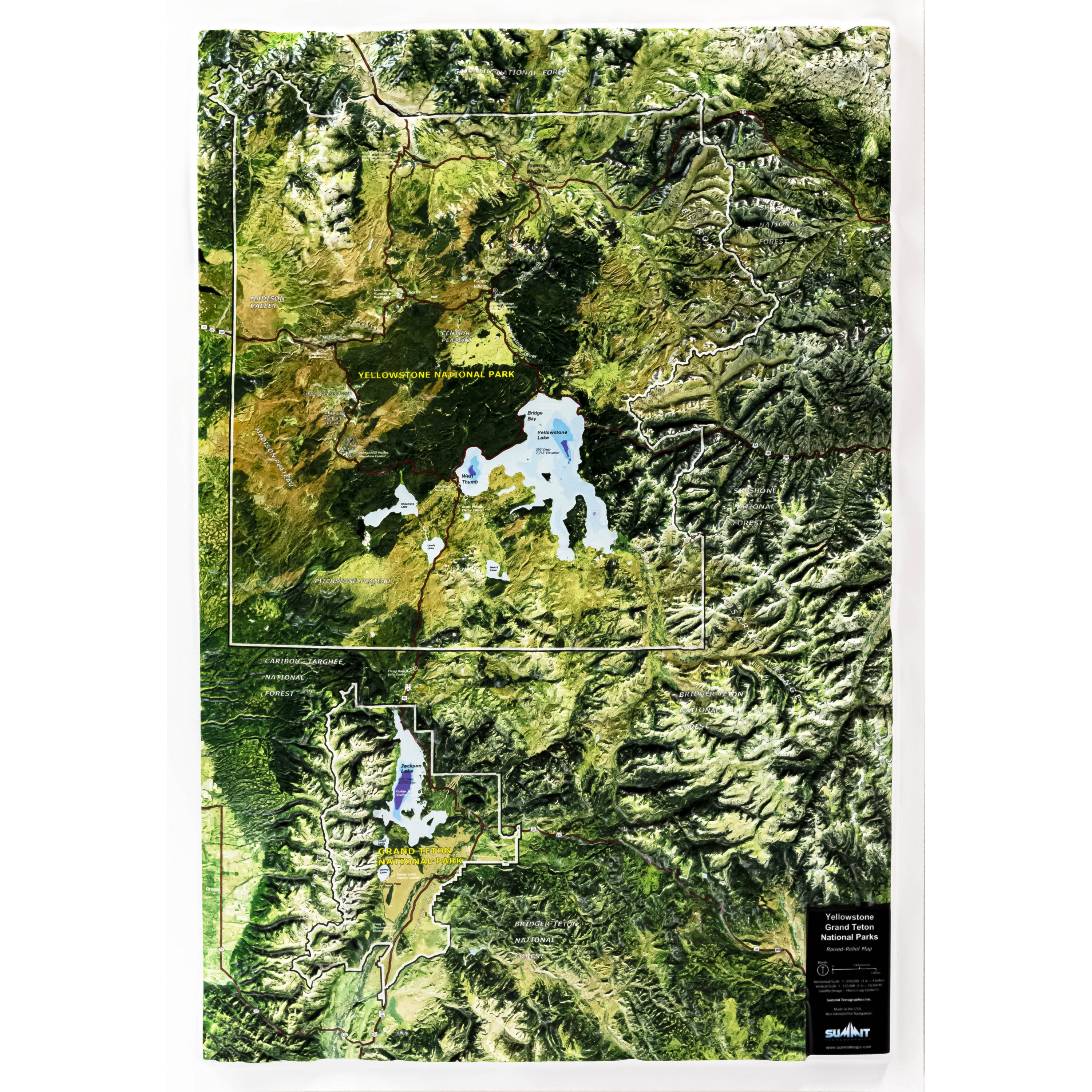 Yellowstone National Park Three Dimensional 3D Raised Relief Map