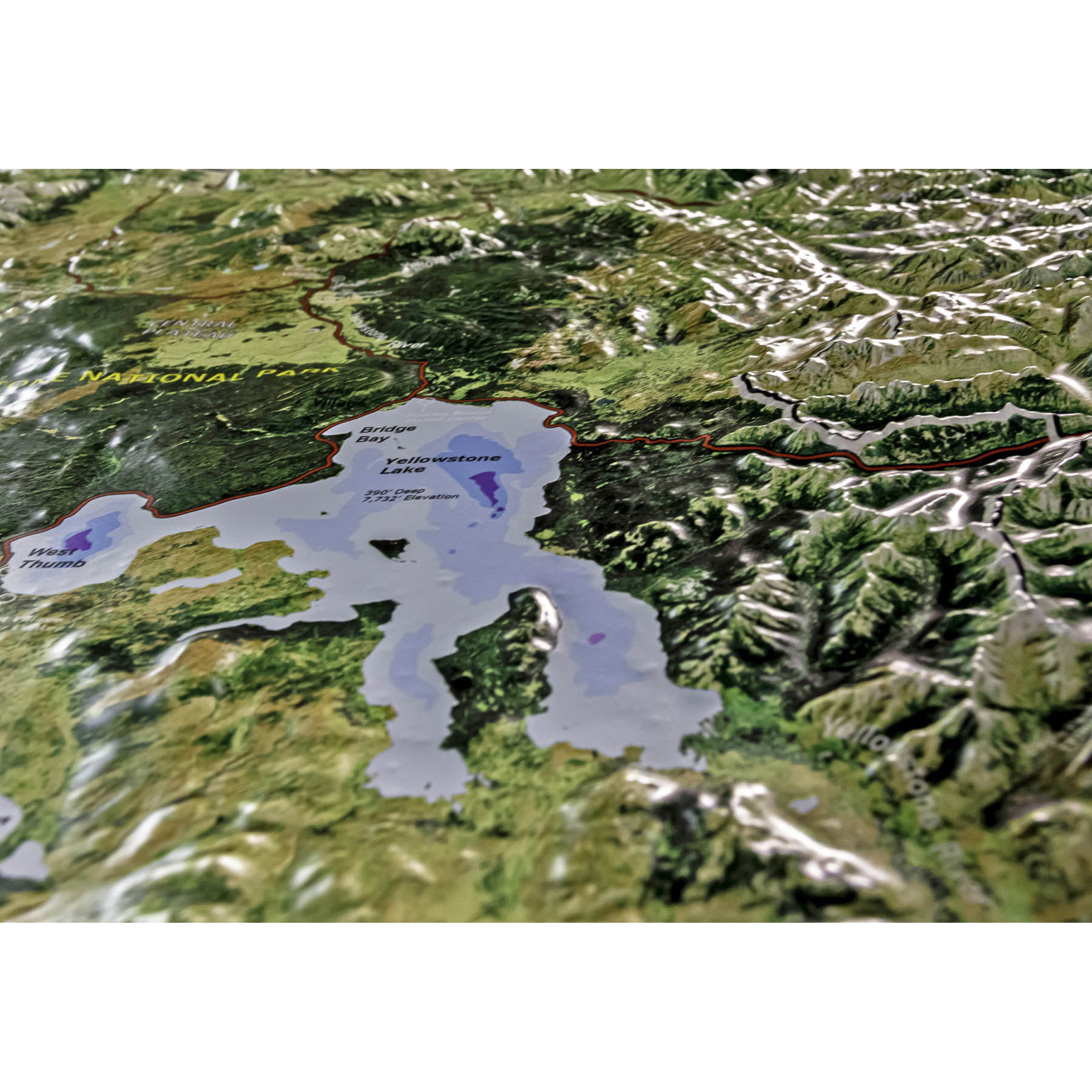 Yellowstone National Park Three Dimensional 3D Raised Relief Map