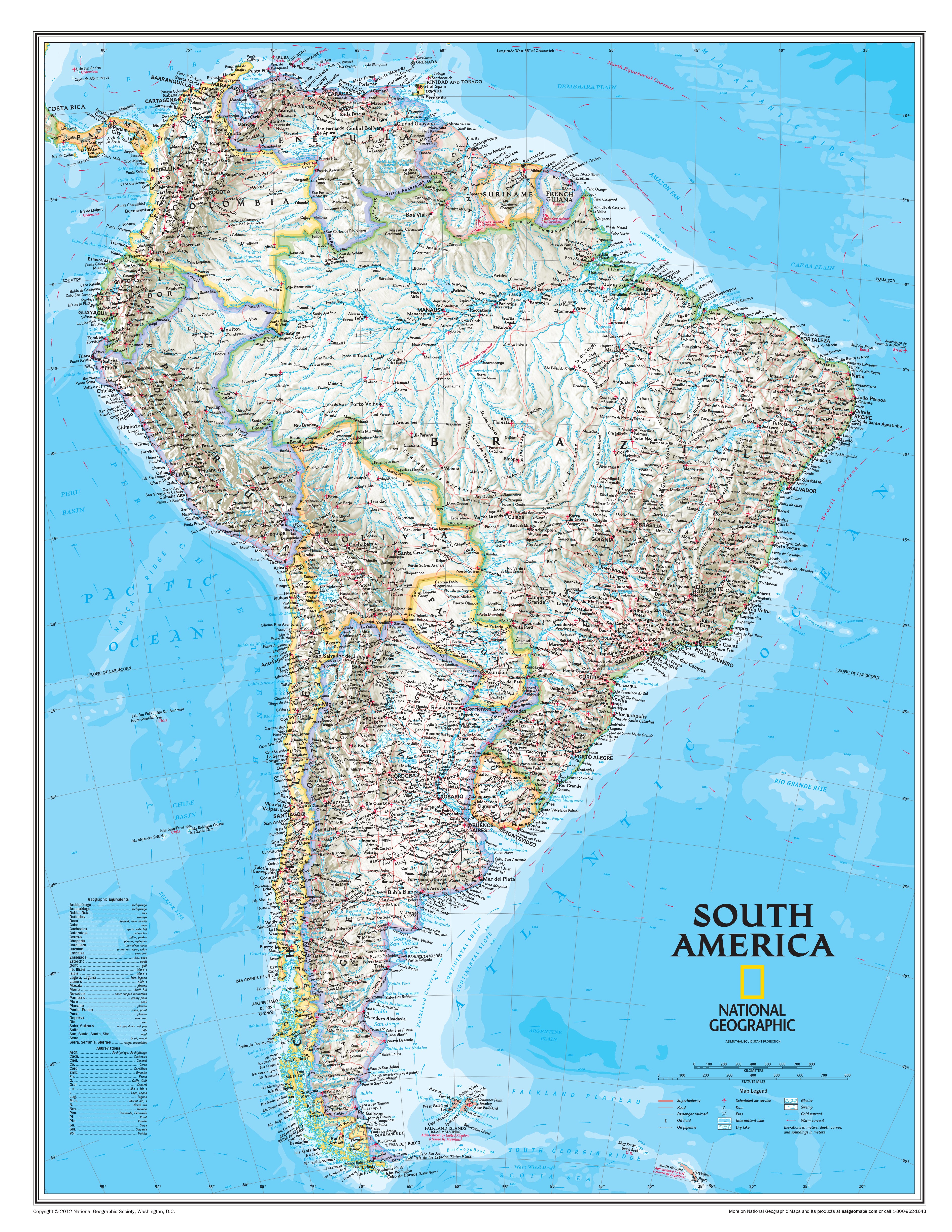 South America  a part of National Geographic Political 7 Continent Maps Classroom Pull Down 7 Map Bundle