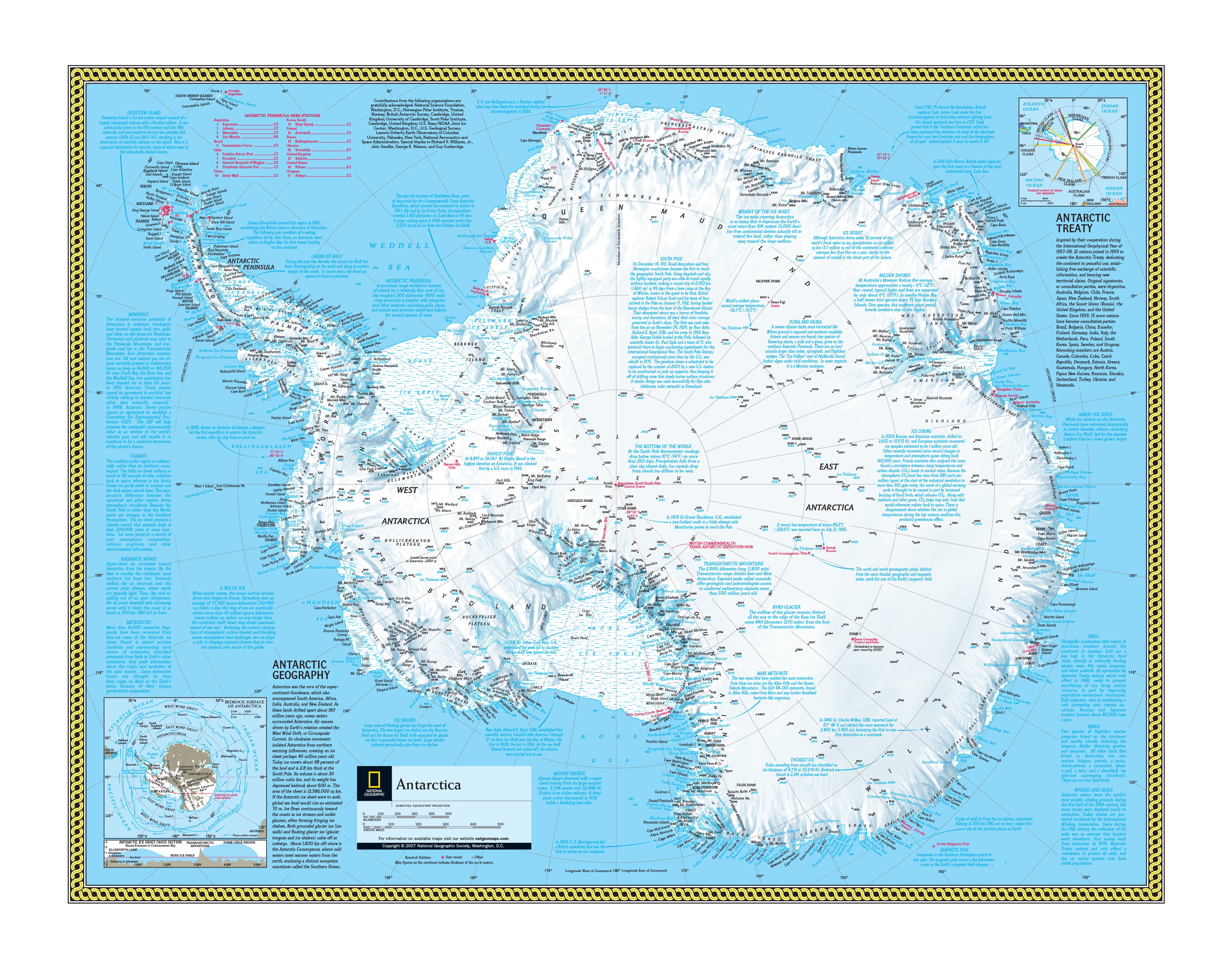 Antarctica a part of National Geographic Physical 7 Continent Maps Classroom Pull Down Educational 7 Map Bundle