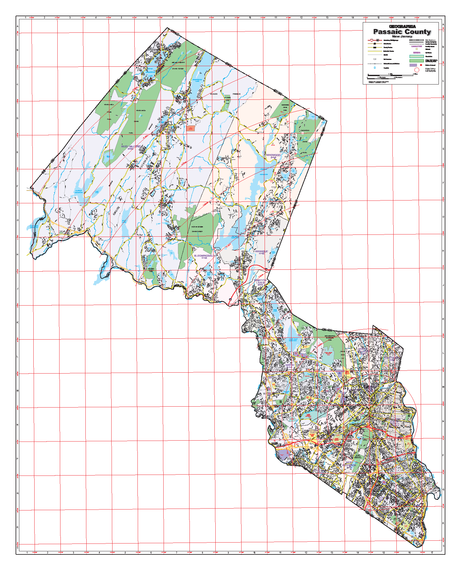 Passaic County, Nj Wall Map - Large Laminated