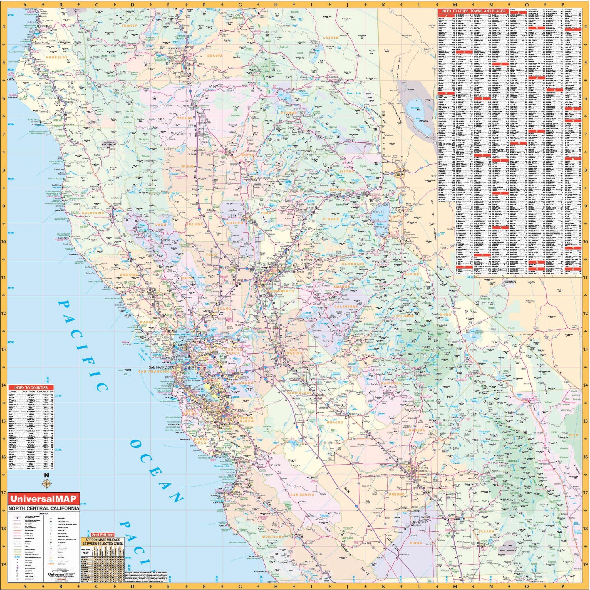 California North Central Wall Map