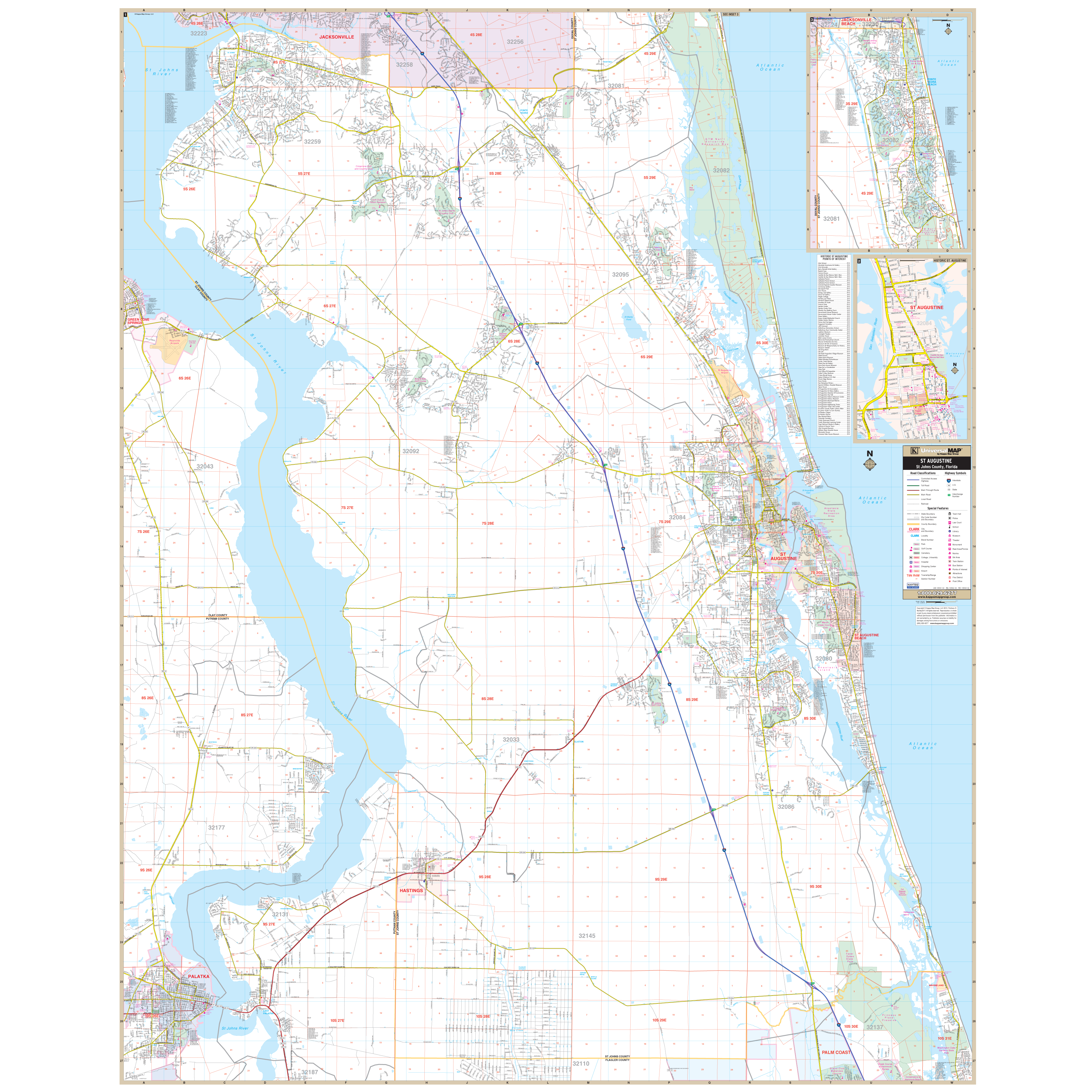 St Augustine, Fl Wall Map - Large Laminated