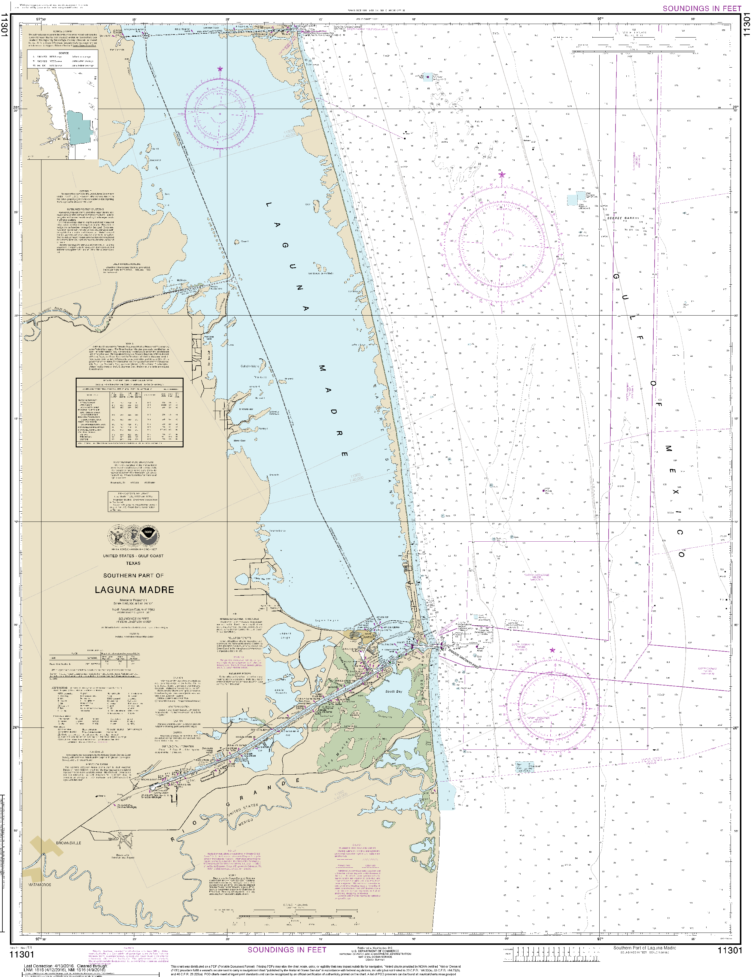 NOAA Nautical Chart 11301: Southern part of Laguna Madre