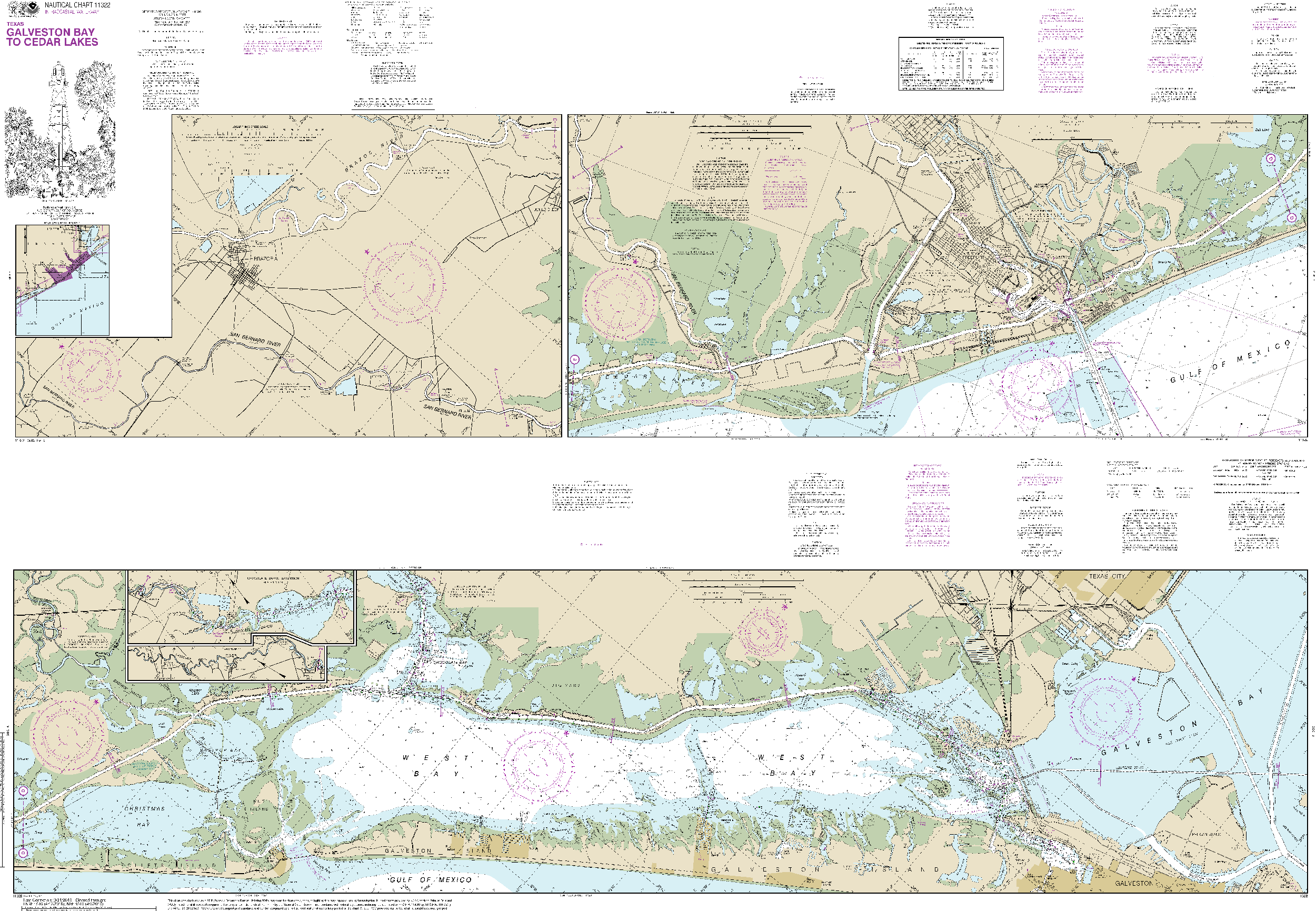 NOAA Nautical Chart 11322: Intracoastal Waterway Galveston Bay to Cedar Lakes