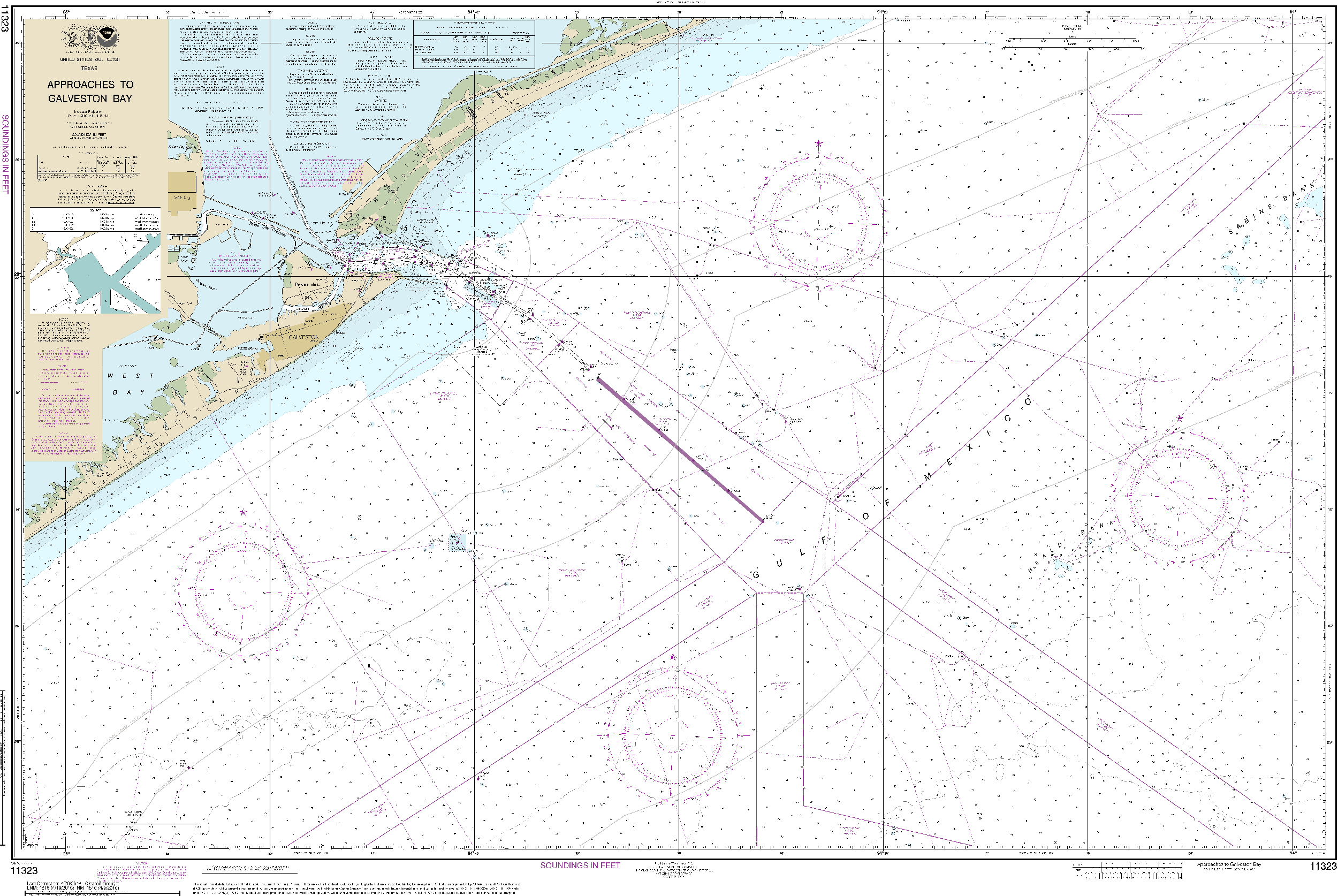 NOAA Nautical Chart 11323: Approaches to Galveston Bay