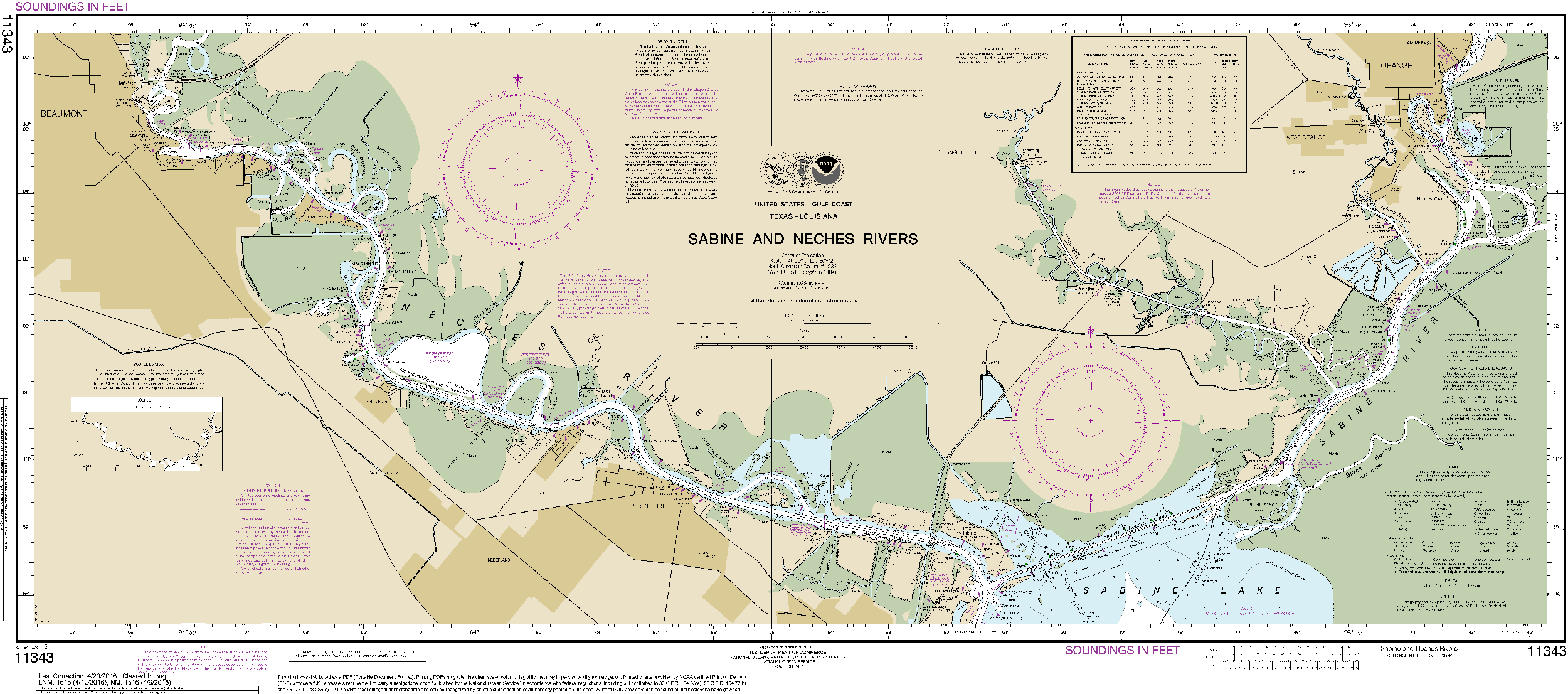 NOAA Nautical Chart 11343: Sabine and Neches Rivers