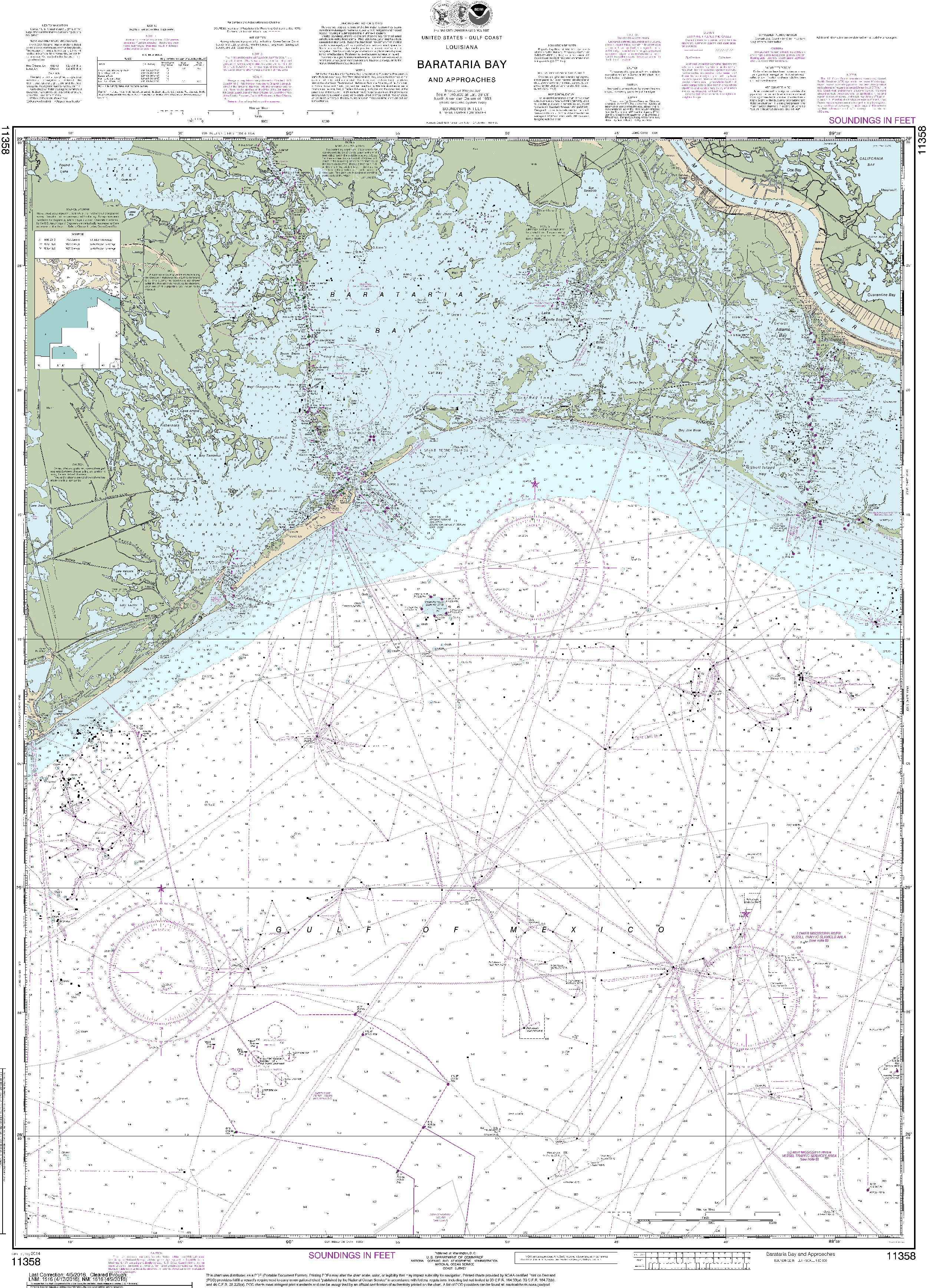 NOAA Nautical Chart 11358: Barataria Bay and approaches