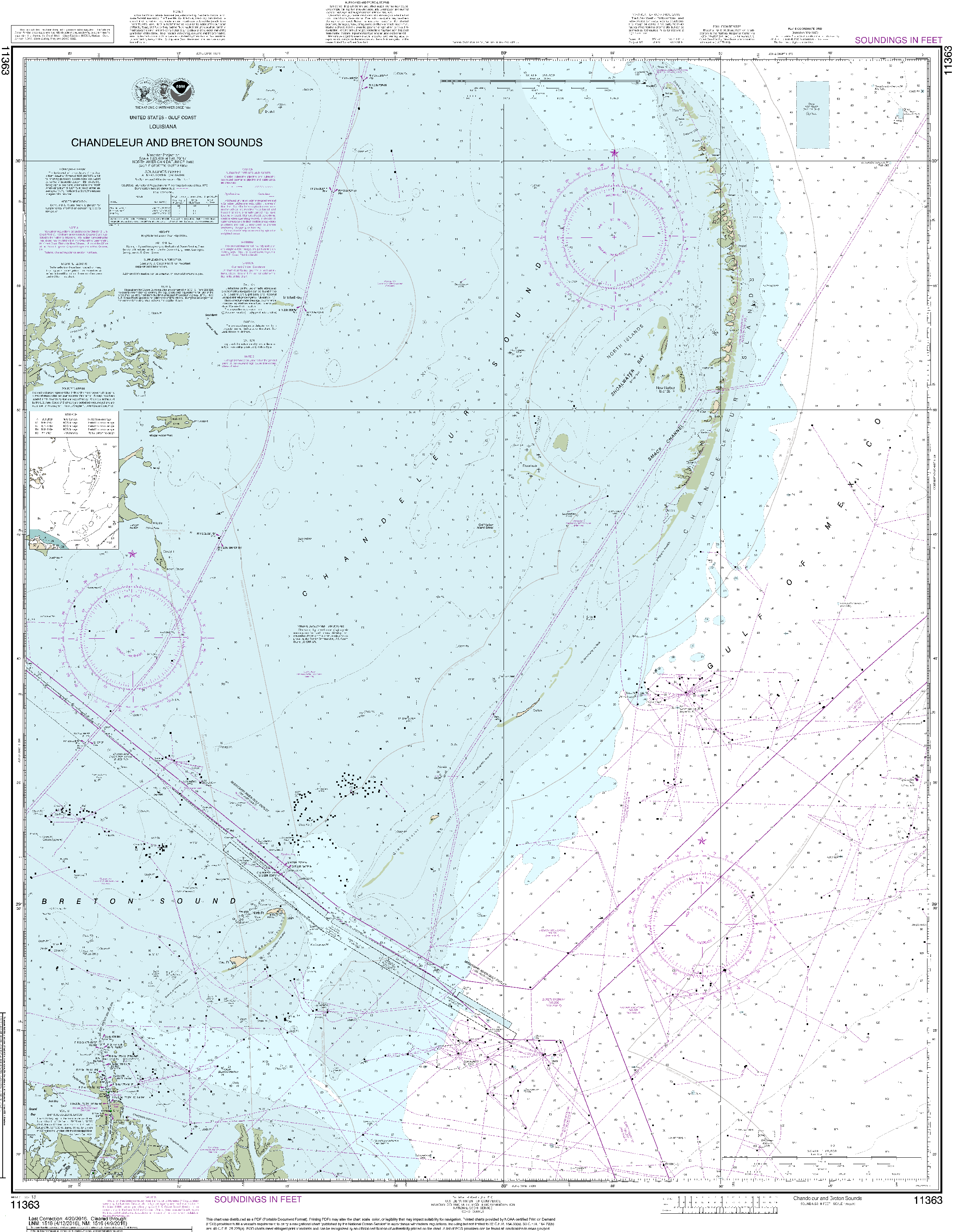 NOAA Nautical Chart 11363: Chandeleur and Breton Sounds