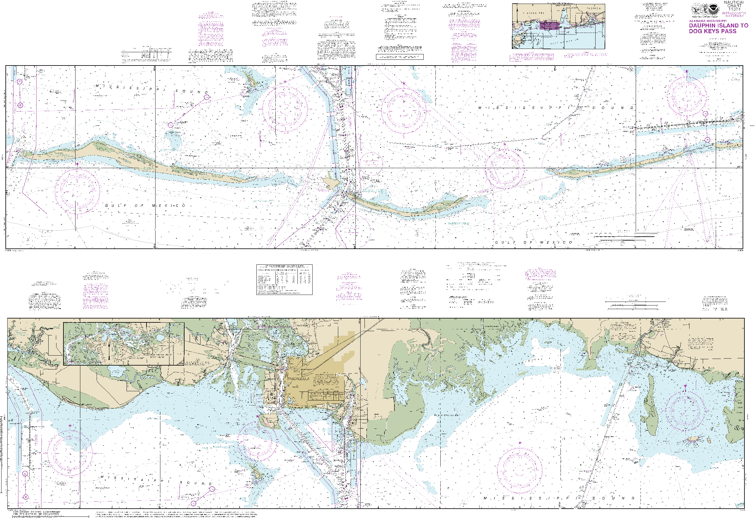 NOAA Nautical Chart 11374: Intracoastal Waterway Dauphin Island to Dog Keys Pass