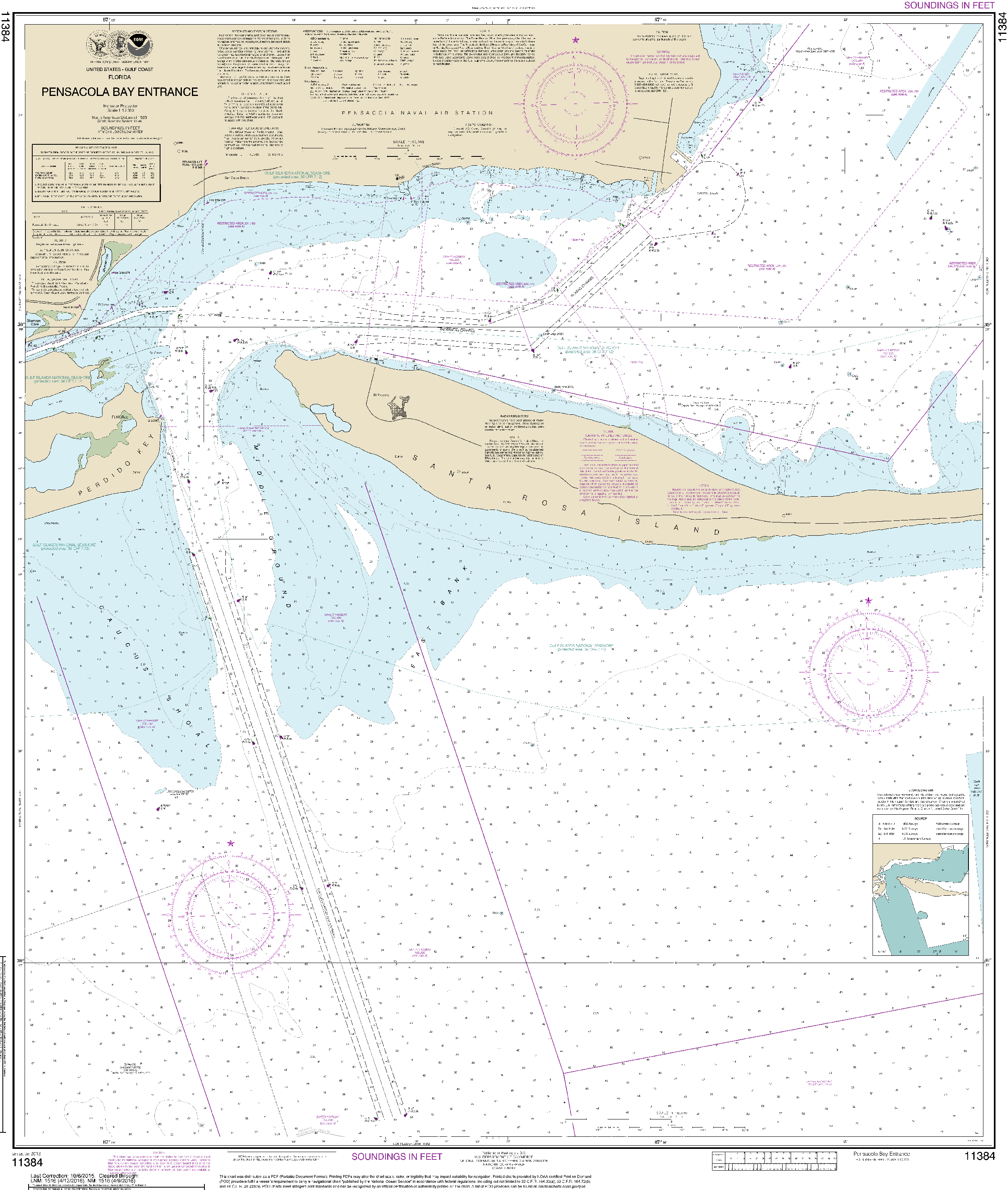 NOAA Nautical Chart 11384: Pensacola Bay Entrance
