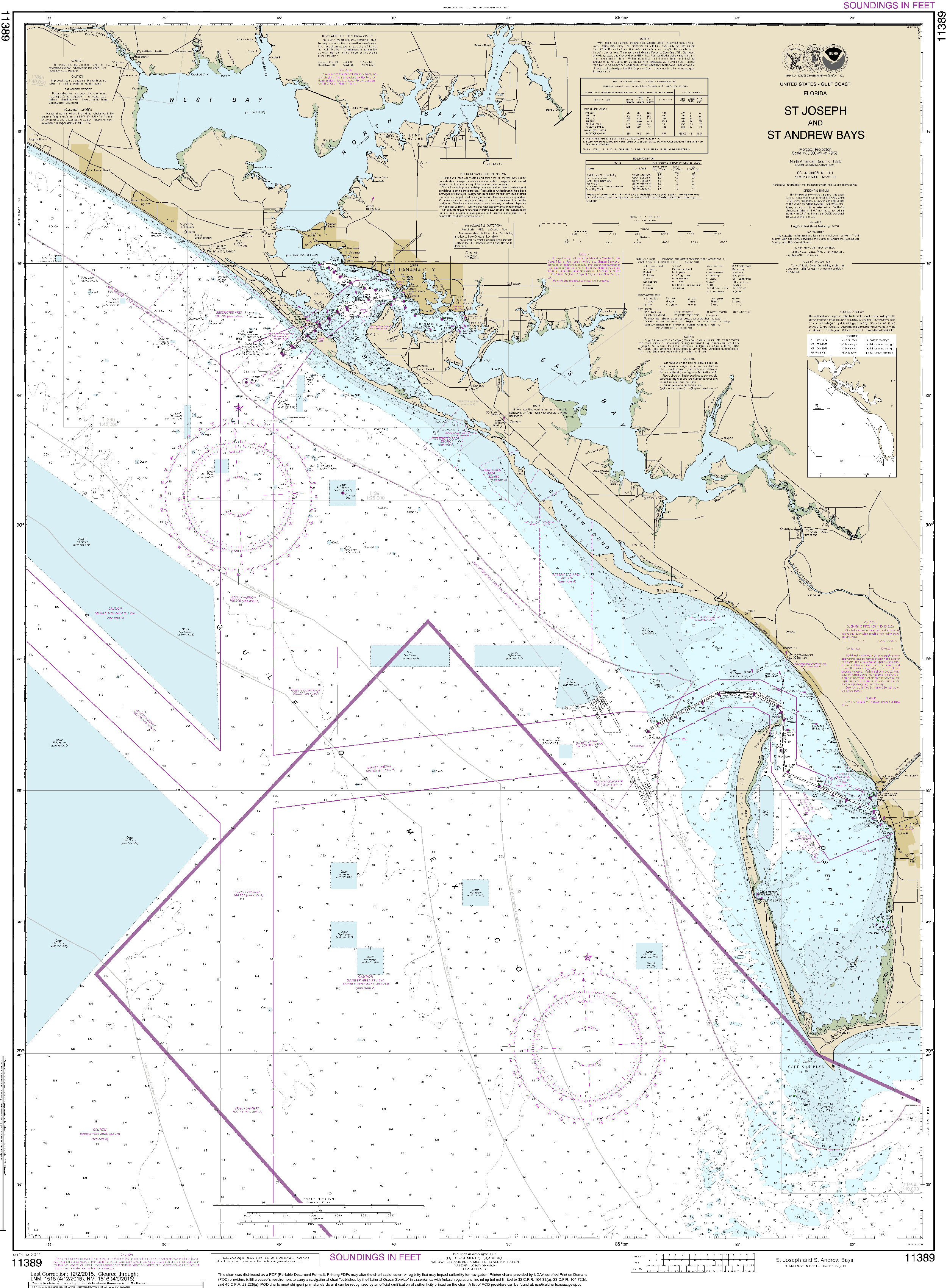 NOAA Nautical Chart 11389: St Joseph and St Andrew Bays