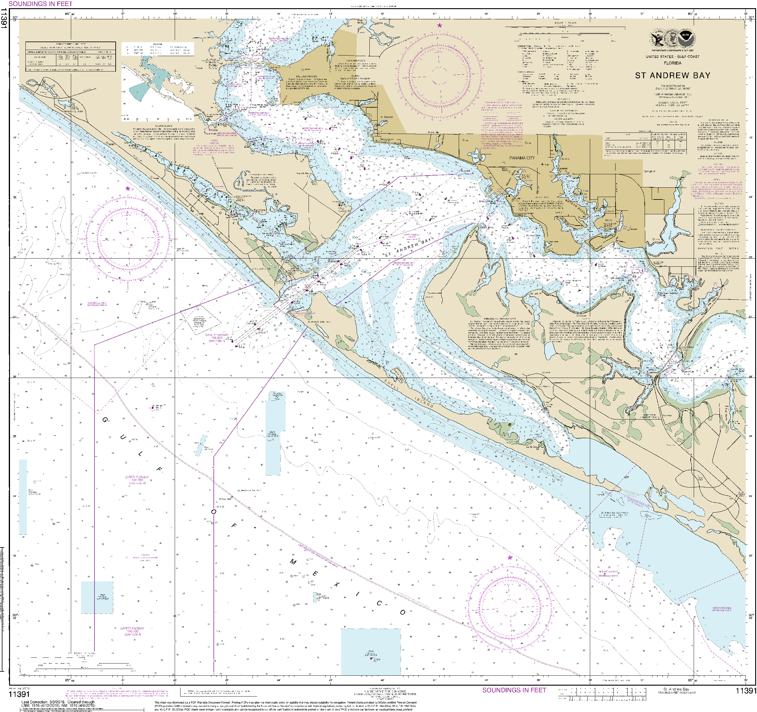 NOAA Nautical Chart 11391: St. Andrew Bay