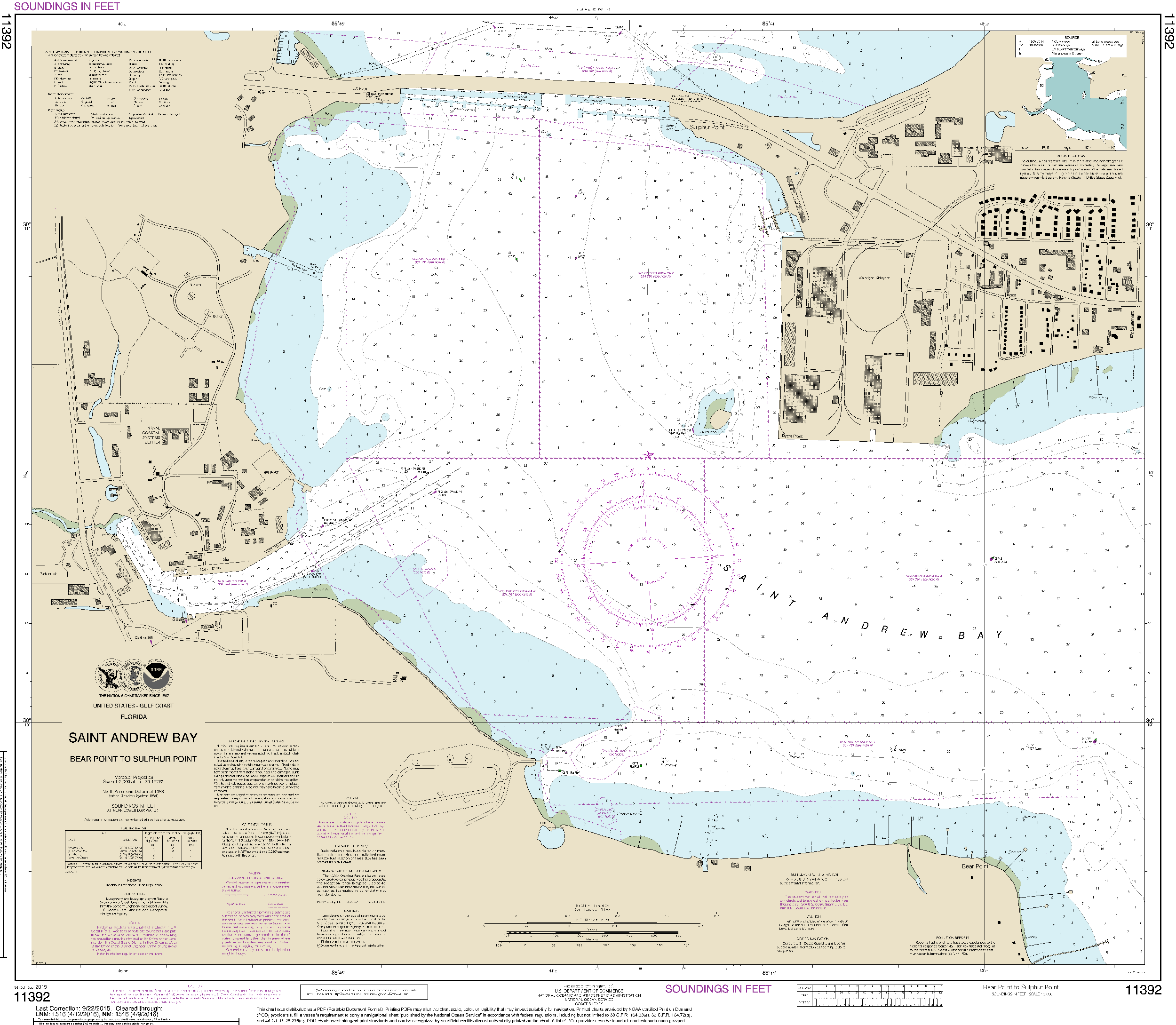 NOAA Nautical Chart 11392: St. Andrew Bay - Bear Point to Sulpher Point