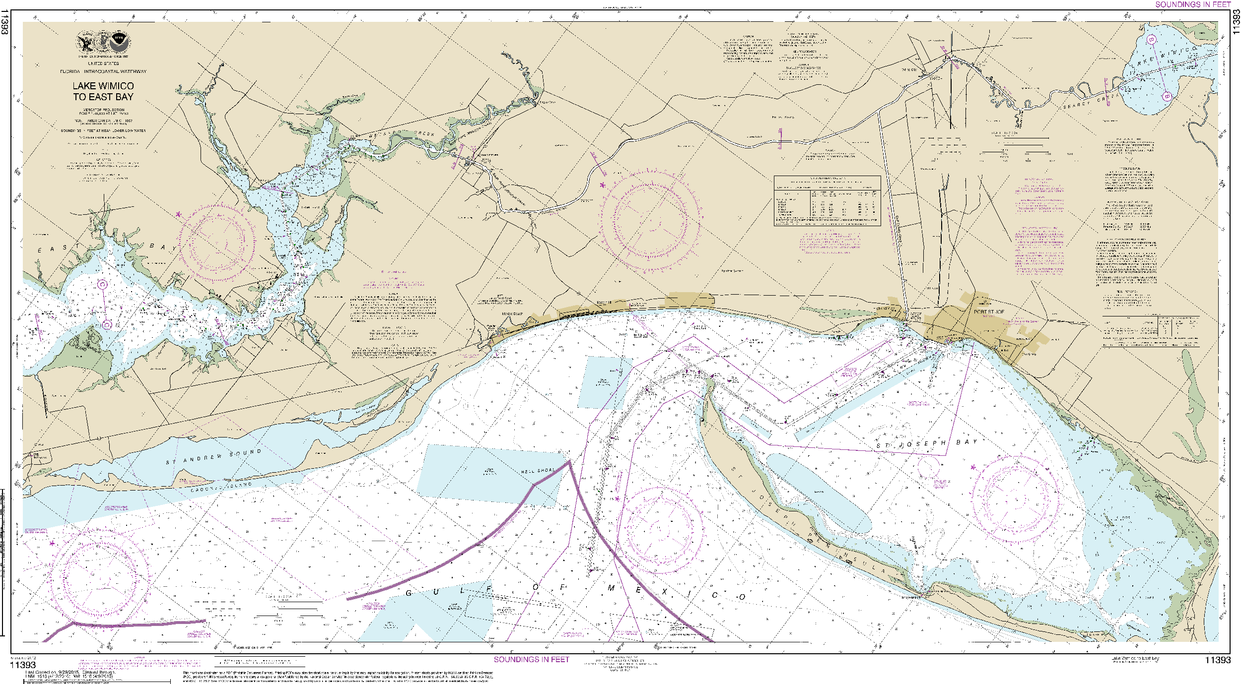 NOAA Nautical Chart 11393: Intracoastal Waterway Lake Wimico to East Bay
