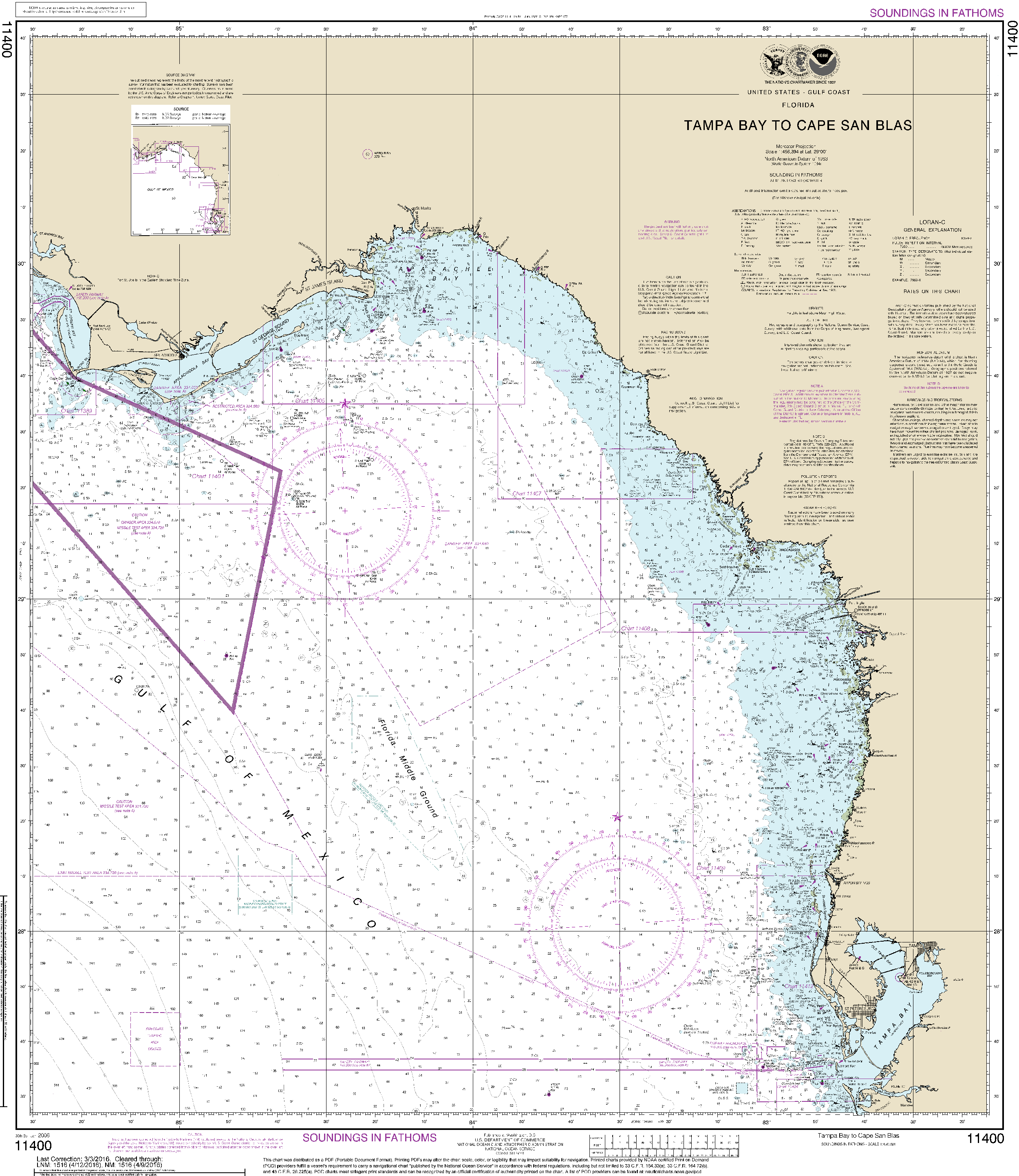NOAA Nautical Chart 11400: Tampa Bay to Cape San Blas