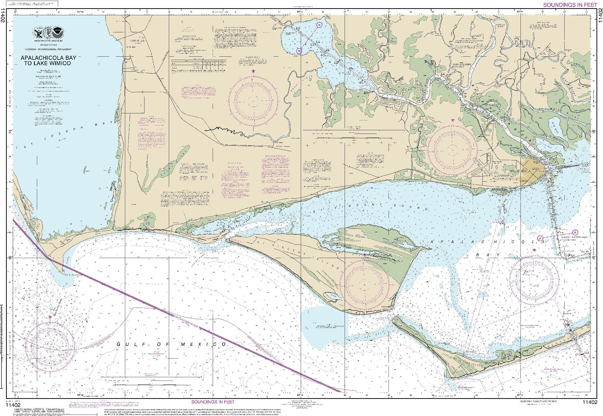 NOAA Nautical Chart 11402: Intracoastal Waterway Apalachicola Bay to Lake Wimico