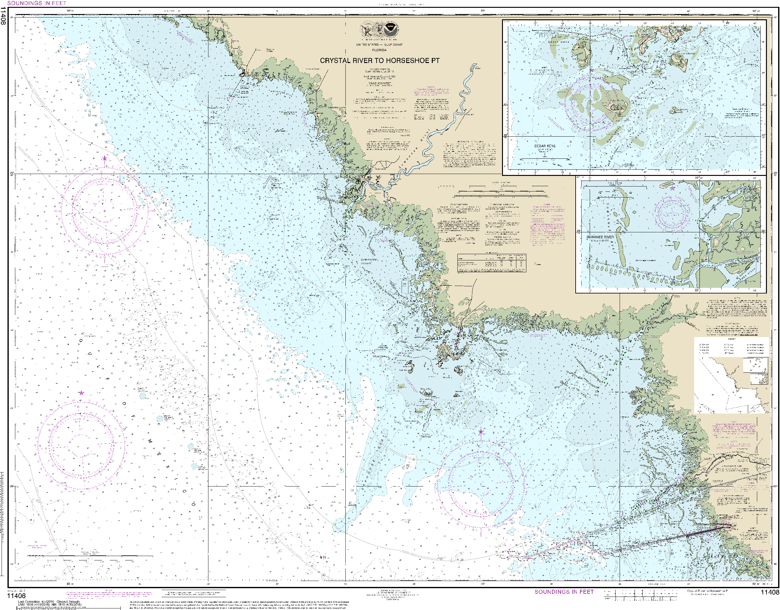 NOAA Nautical Chart 11408: Crystal River to Horseshoe Point;Suwannee River;Cedar Keys
