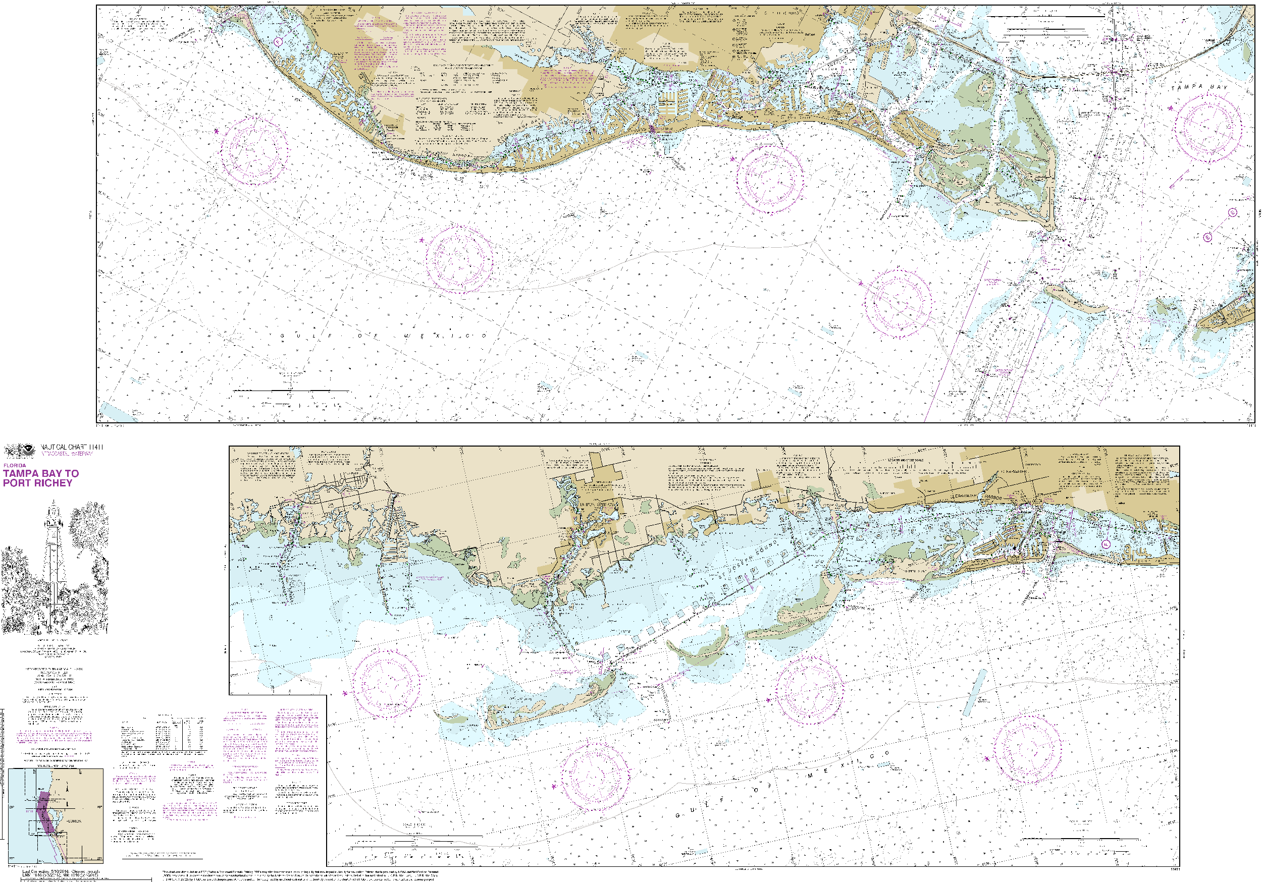 NOAA Nautical Chart 11411: Intracoastal Waterway Tampa Bay to Port Richey