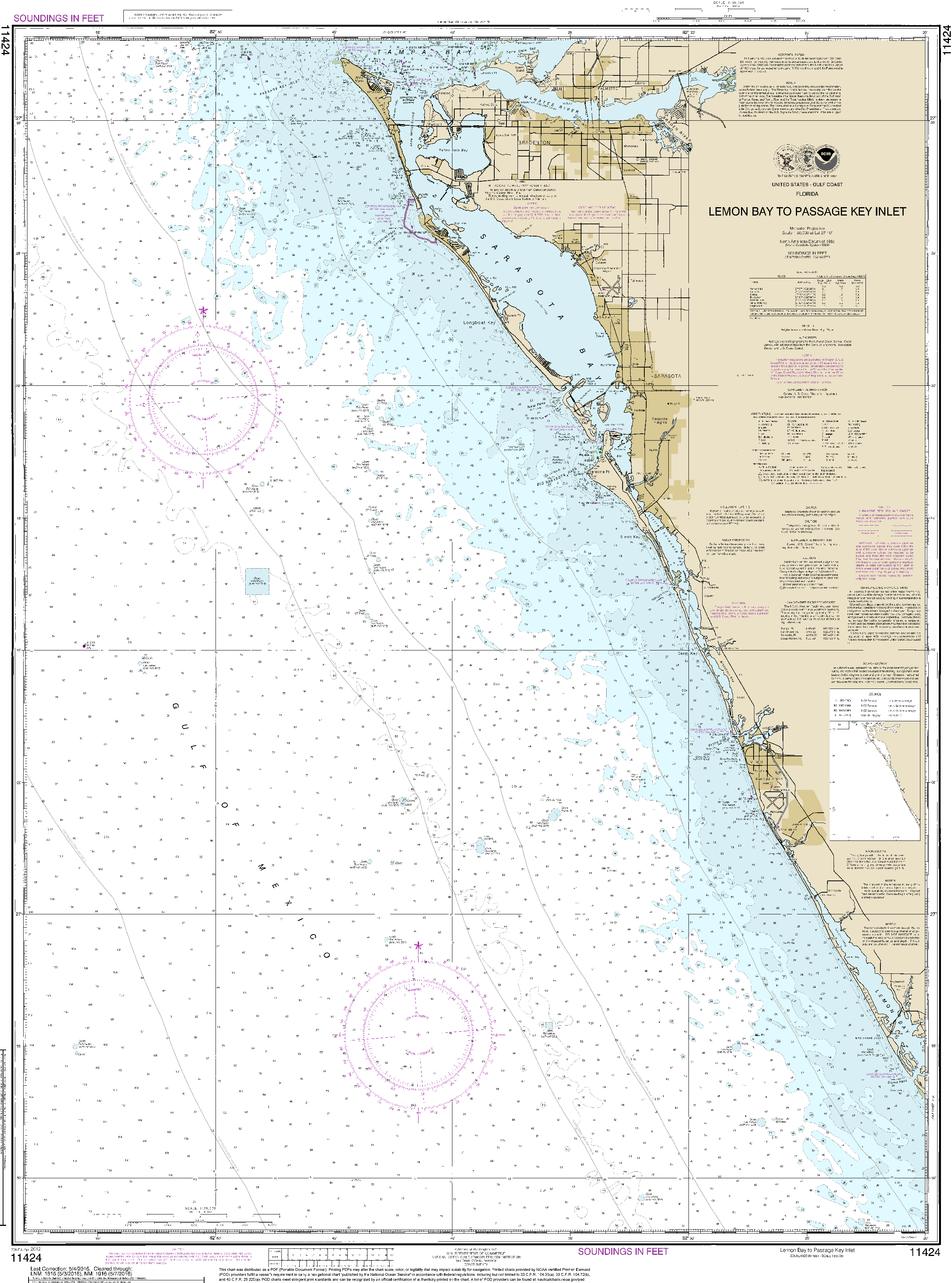 NOAA Nautical Chart 11424: Lemon Bay to Passage Key Inlet