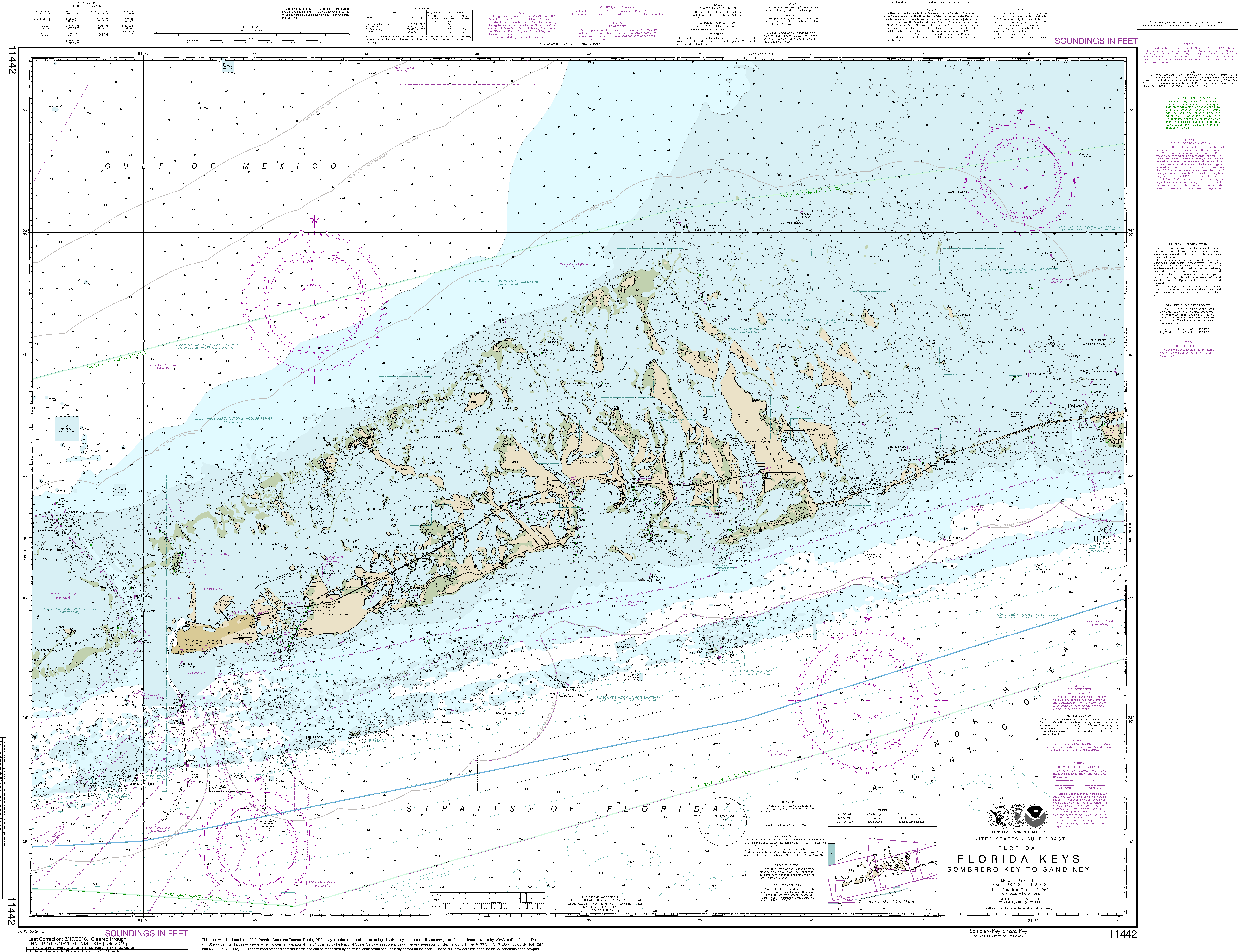 NOAA Nautical Chart 11442: Florida Keys Sombrero Key to Sand Key