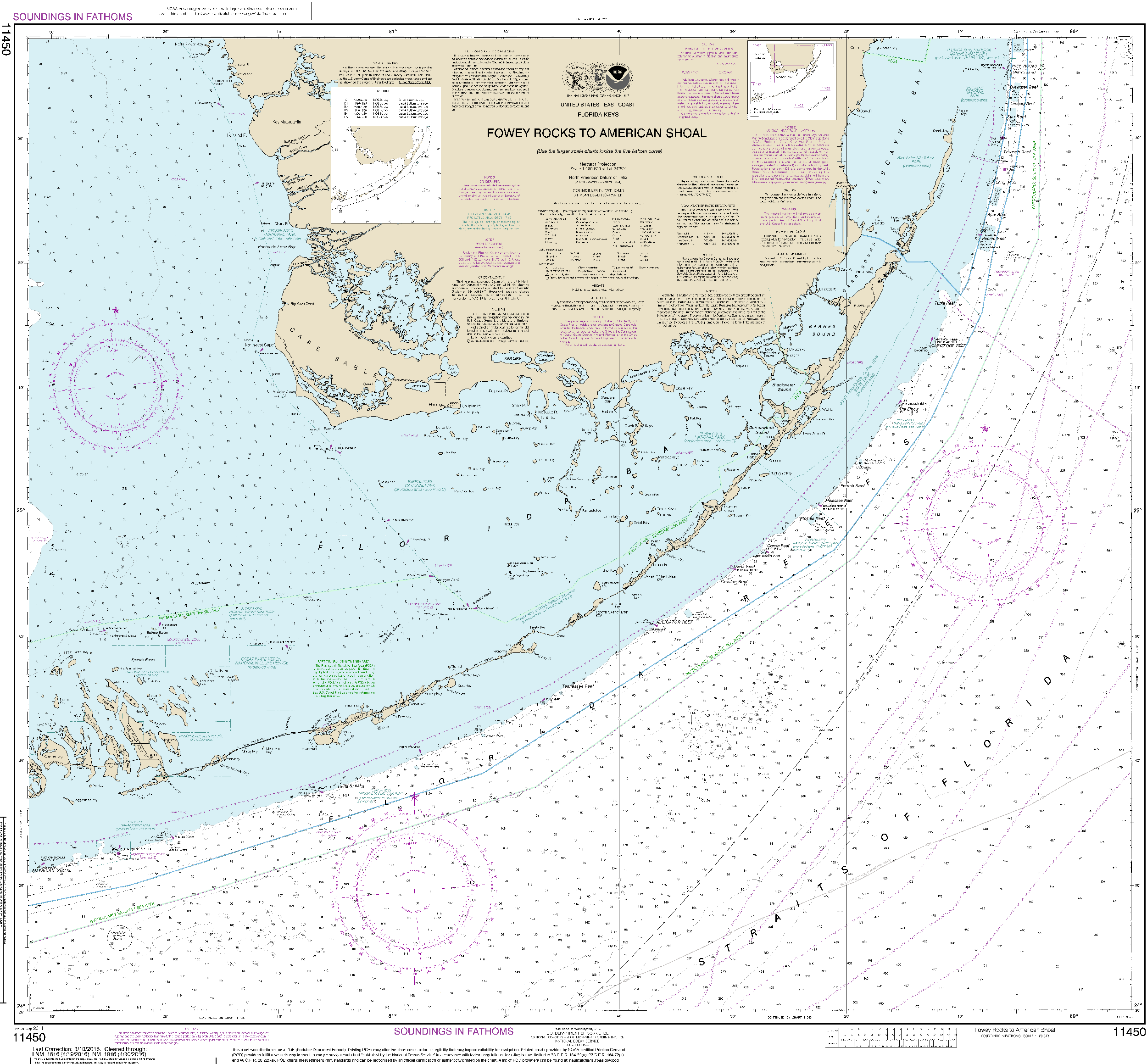 NOAA Nautical Chart 11450: Fowey Rocks to American Shoal