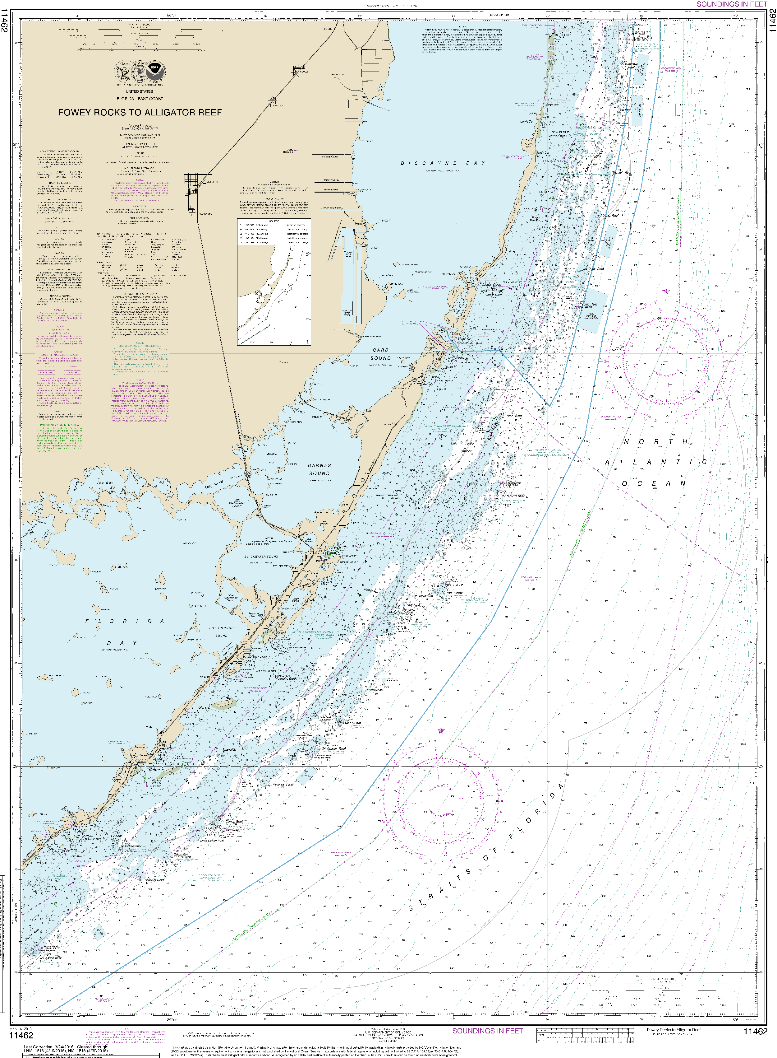 NOAA Nautical Chart 11462: Fowey Rocks to Alligator Reef