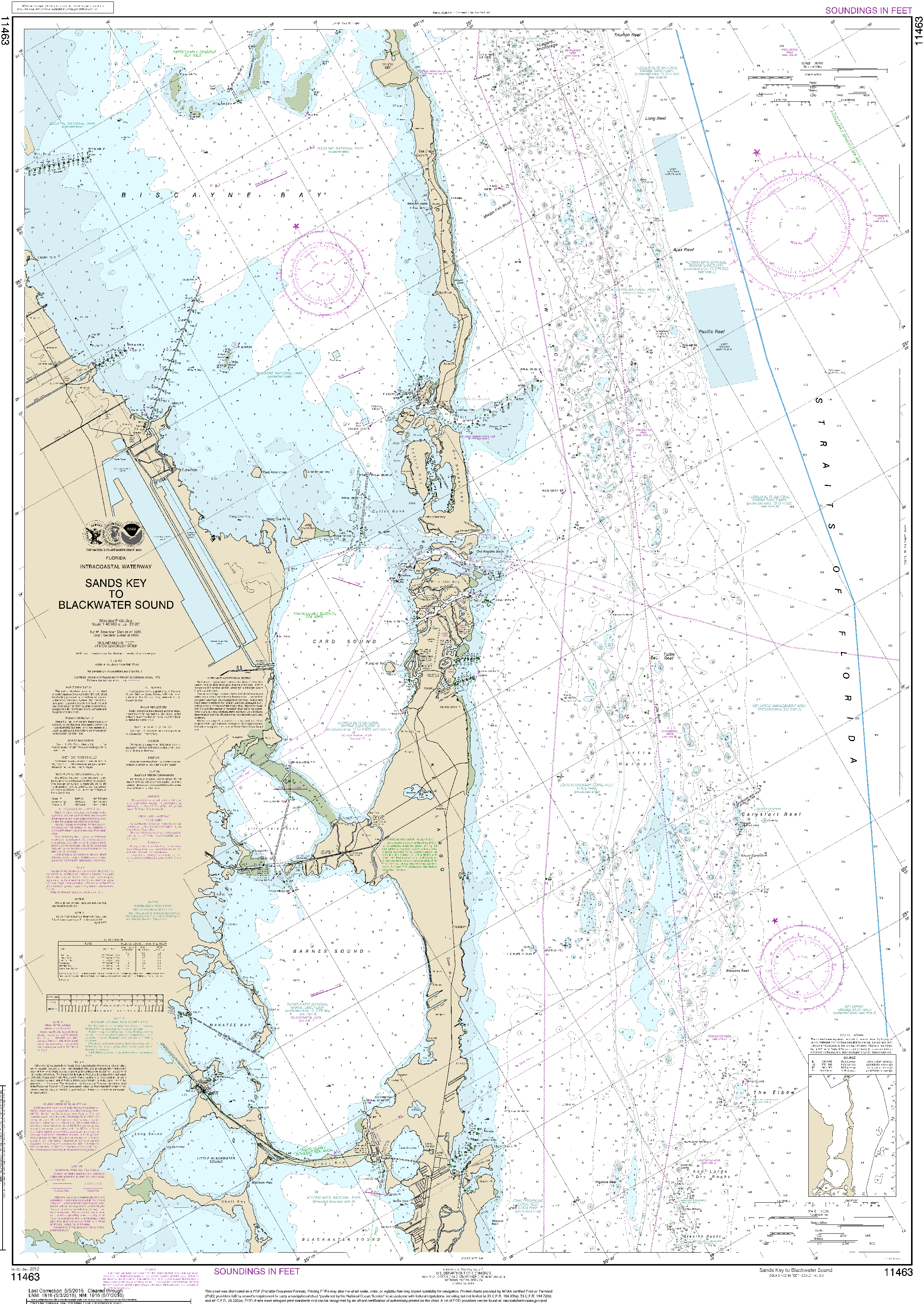 NOAA Nautical Chart 11463: Intracoastal Waterway Sands Key to Blackwater Sound