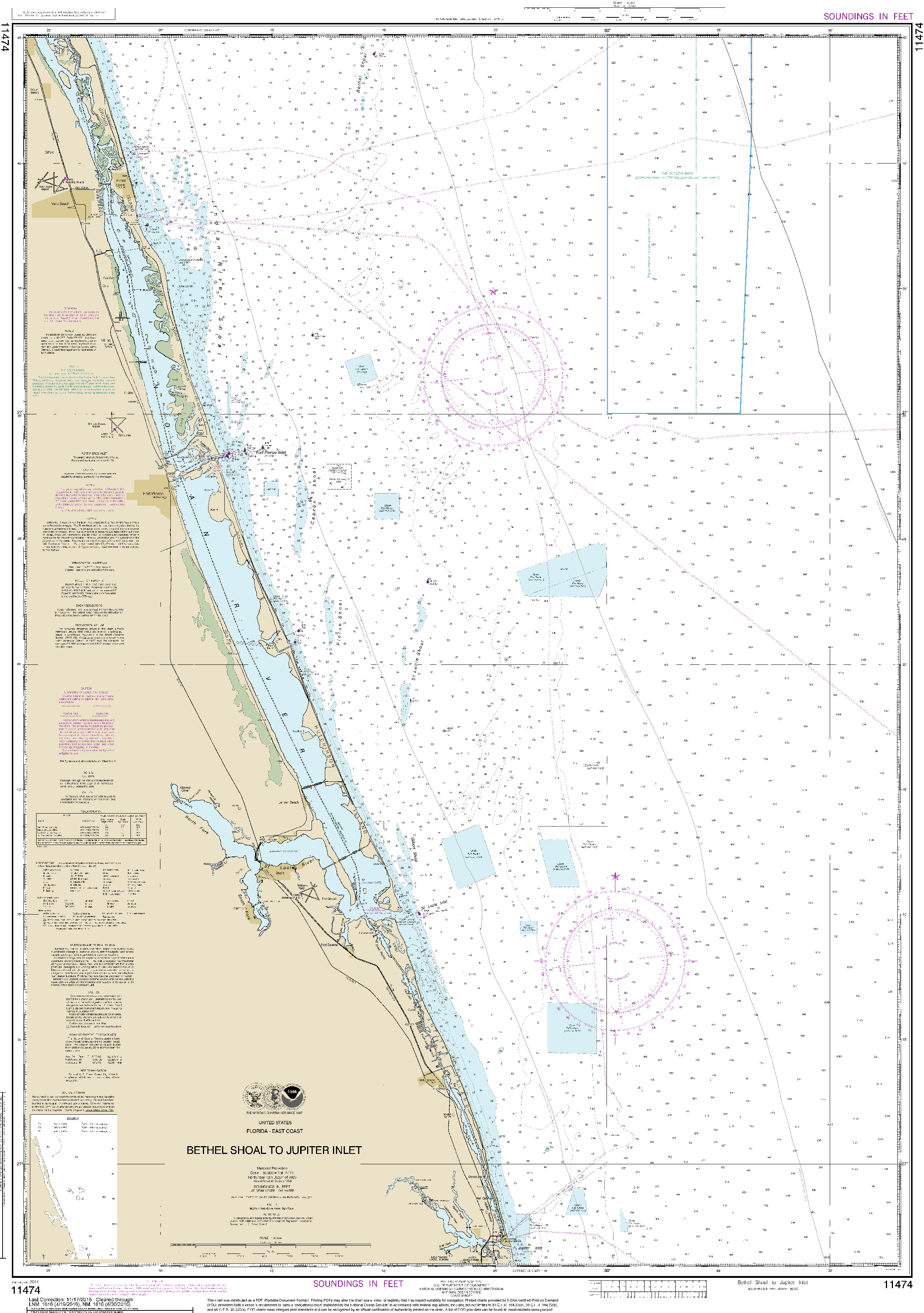 NOAA Nautical Chart 11474: Bethel Shoal to Jupiter Inlet