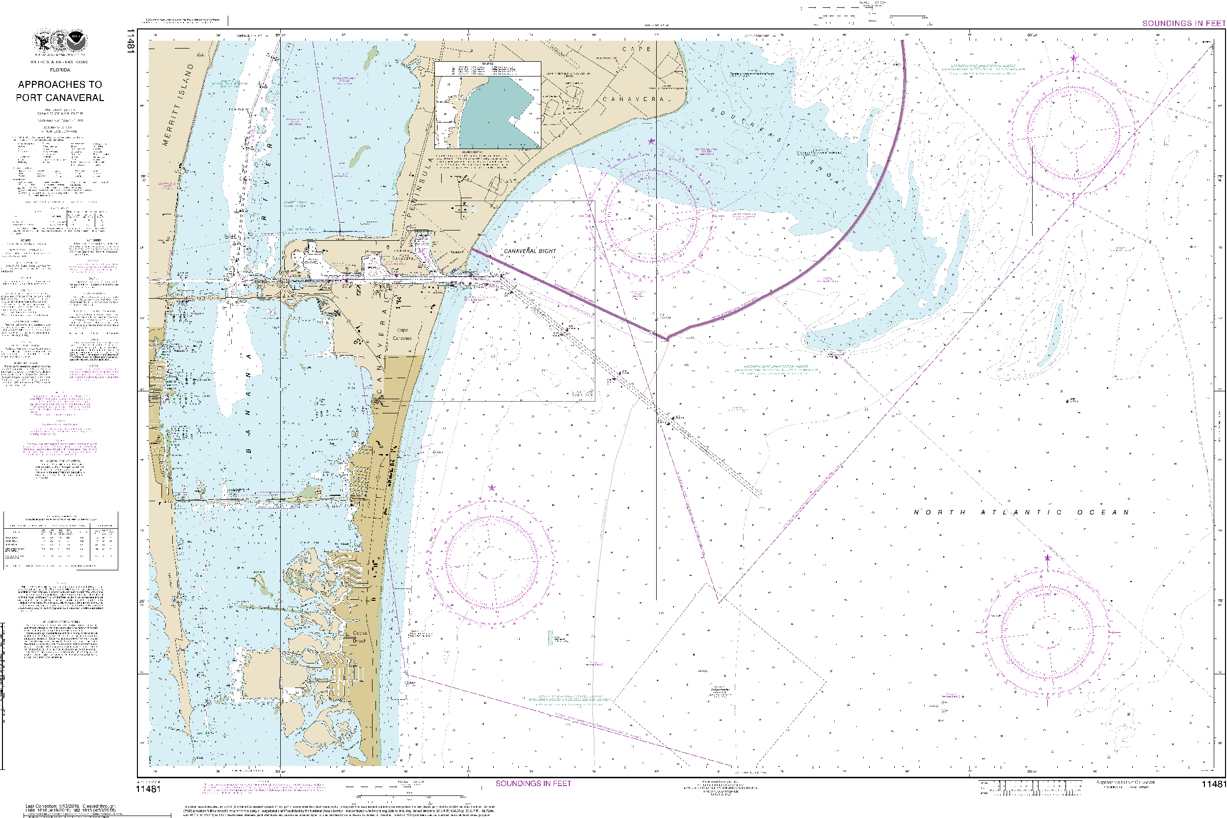 NOAA Nautical Chart 11481: Approaches to Port Canaveral