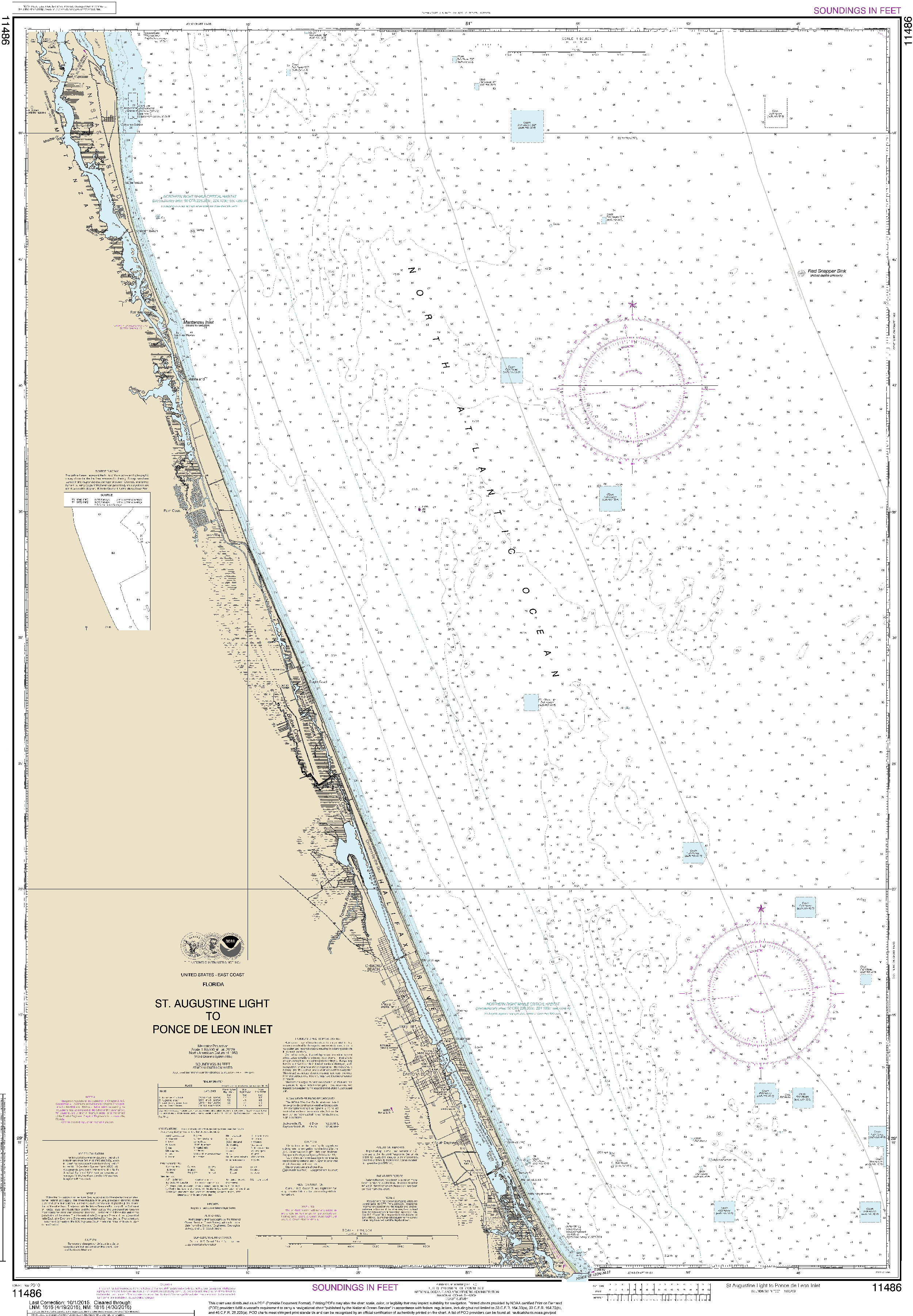 NOAA Nautical Chart 11486: St. Augustine Light to Ponce de Leon Inlet