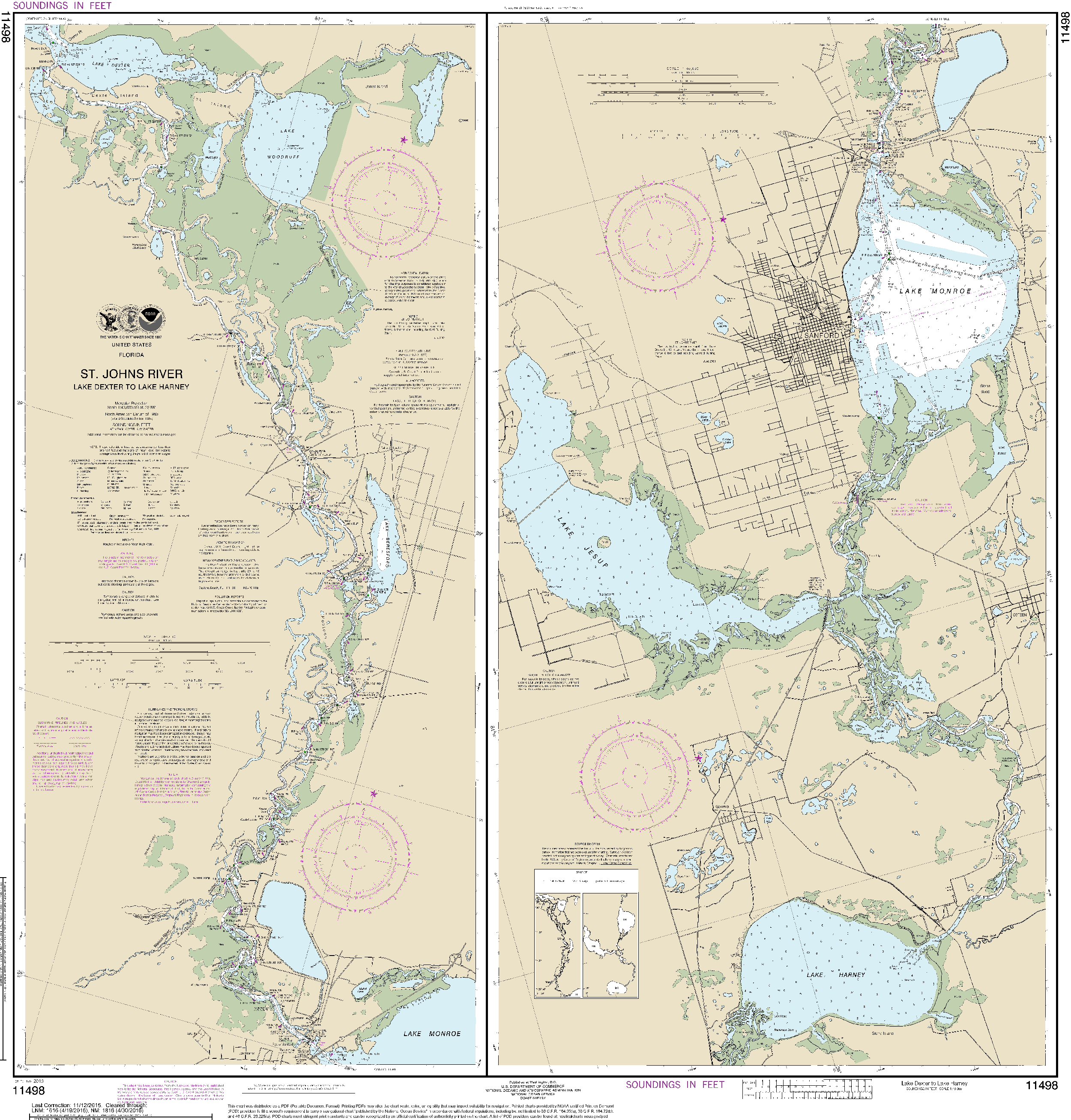NOAA Nautical Chart 11498: St. Johns River Lake Dexter to Lake Harney