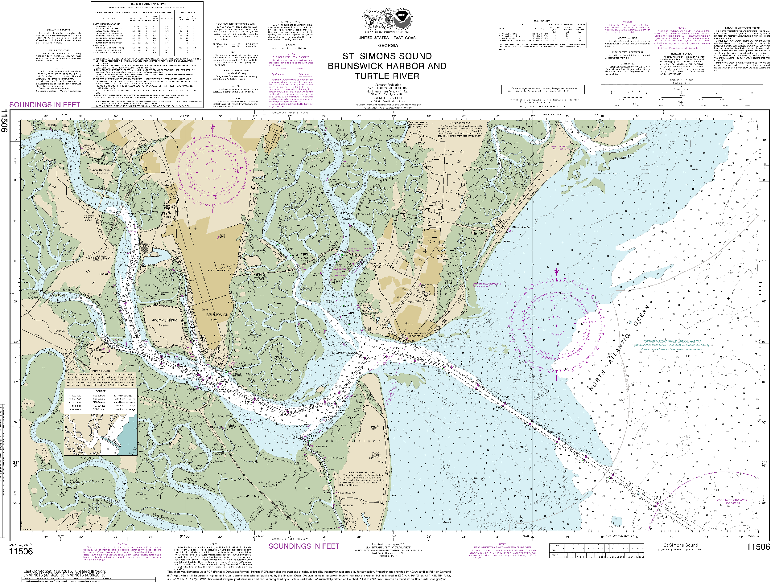 NOAA Nautical Chart 11506: St. Simons Sound, Brunswick Harbor and Turtle River