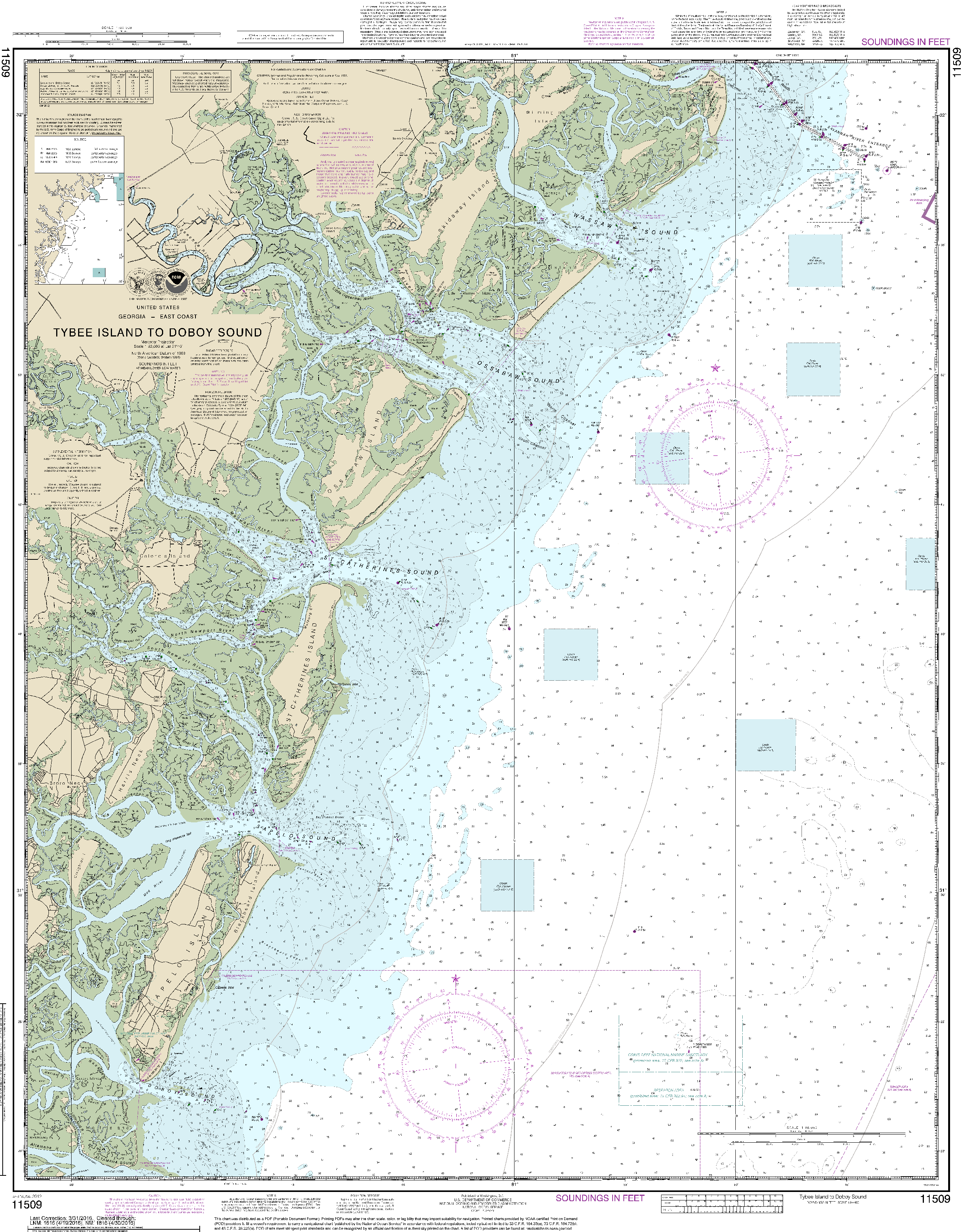 NOAA Nautical Chart 11509: Tybee Island to Doboy Sound