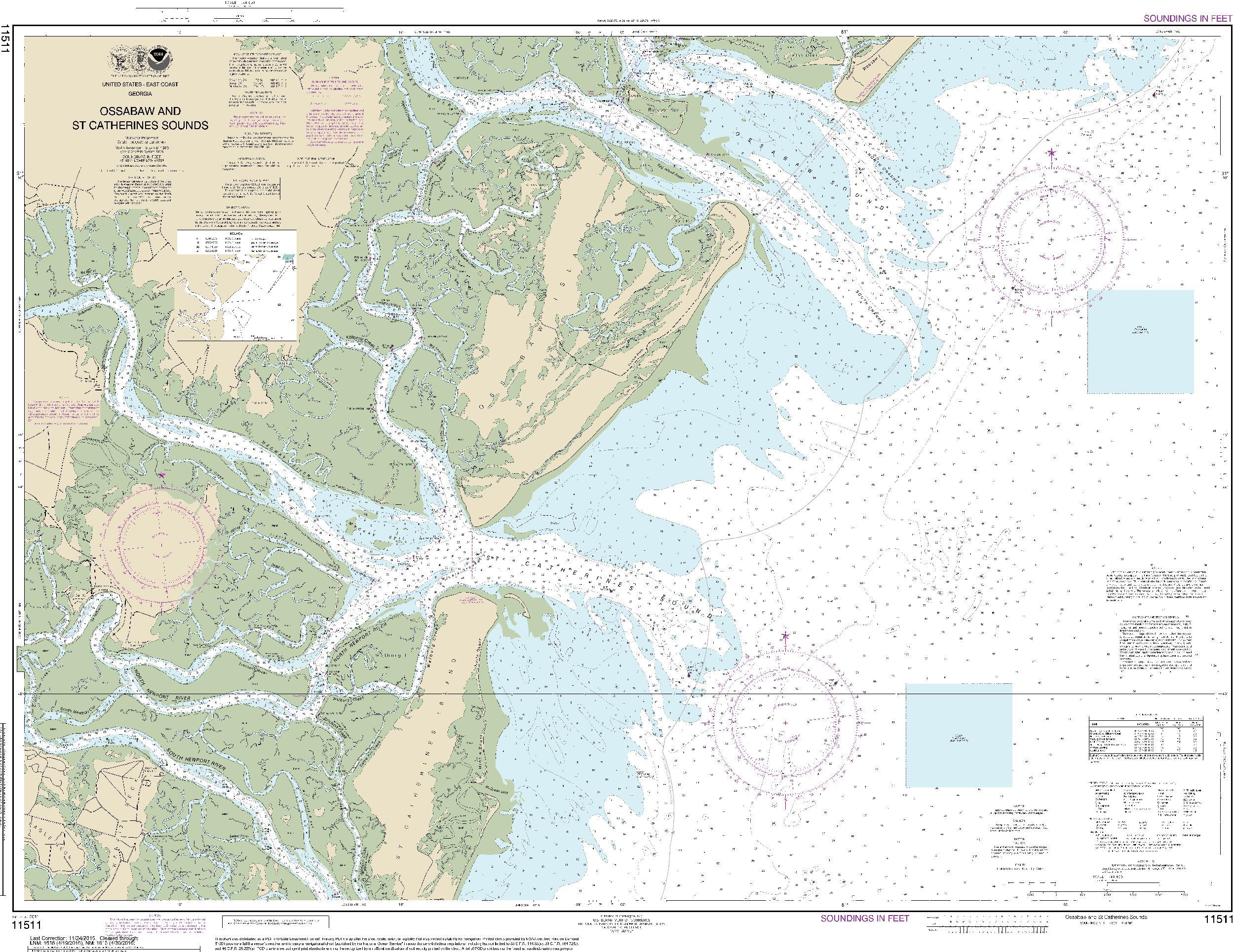 NOAA Nautical Chart 11511: Ossabaw and St. Catherines Sounds 