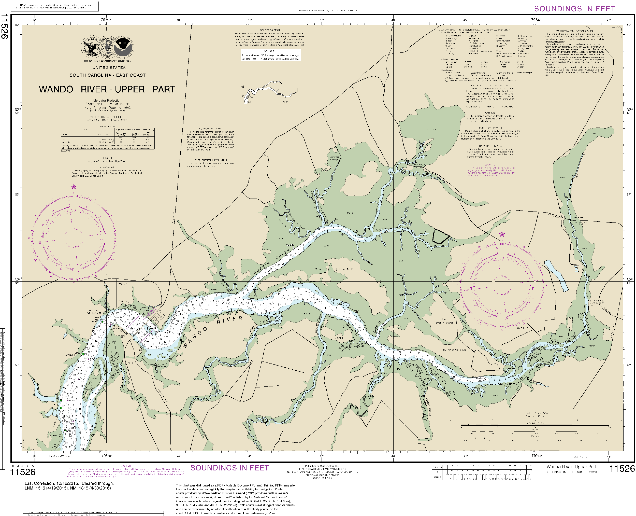 NOAA Nautical Chart 11526: Wando River Upper Part