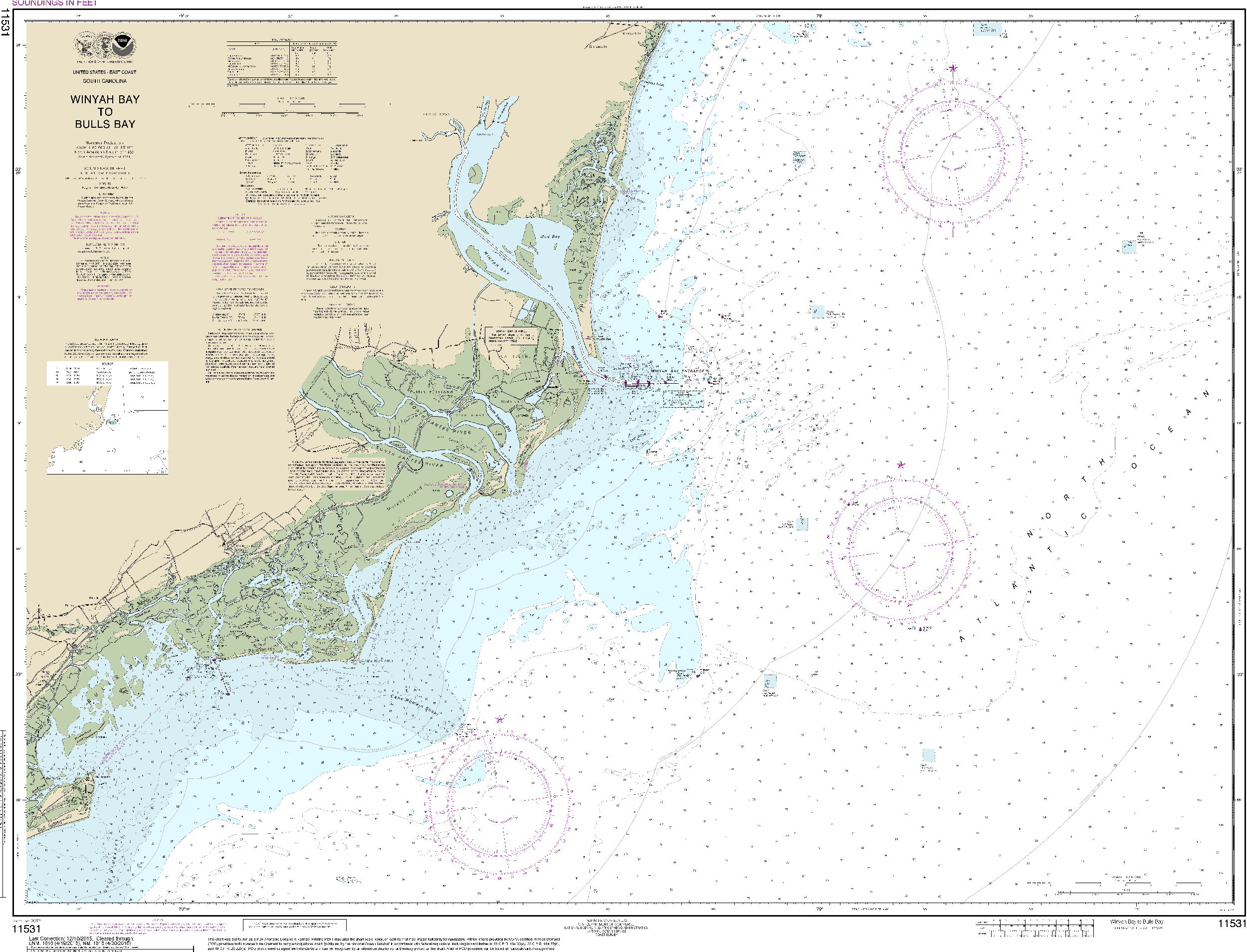 NOAA Nautical Chart 11531: Winyah Bay to Bulls Bay