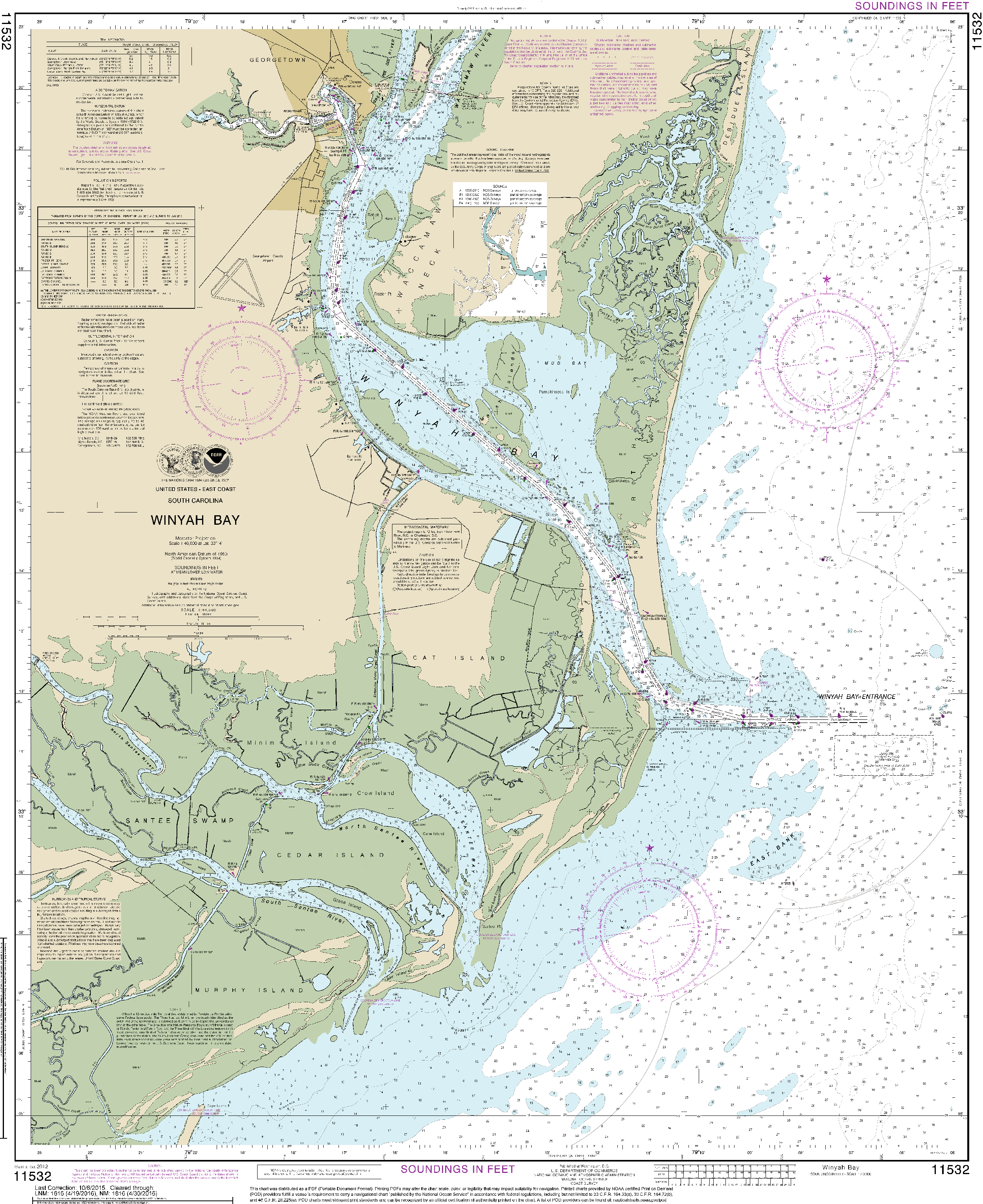 NOAA Nautical Chart 11532: Winyah Bay