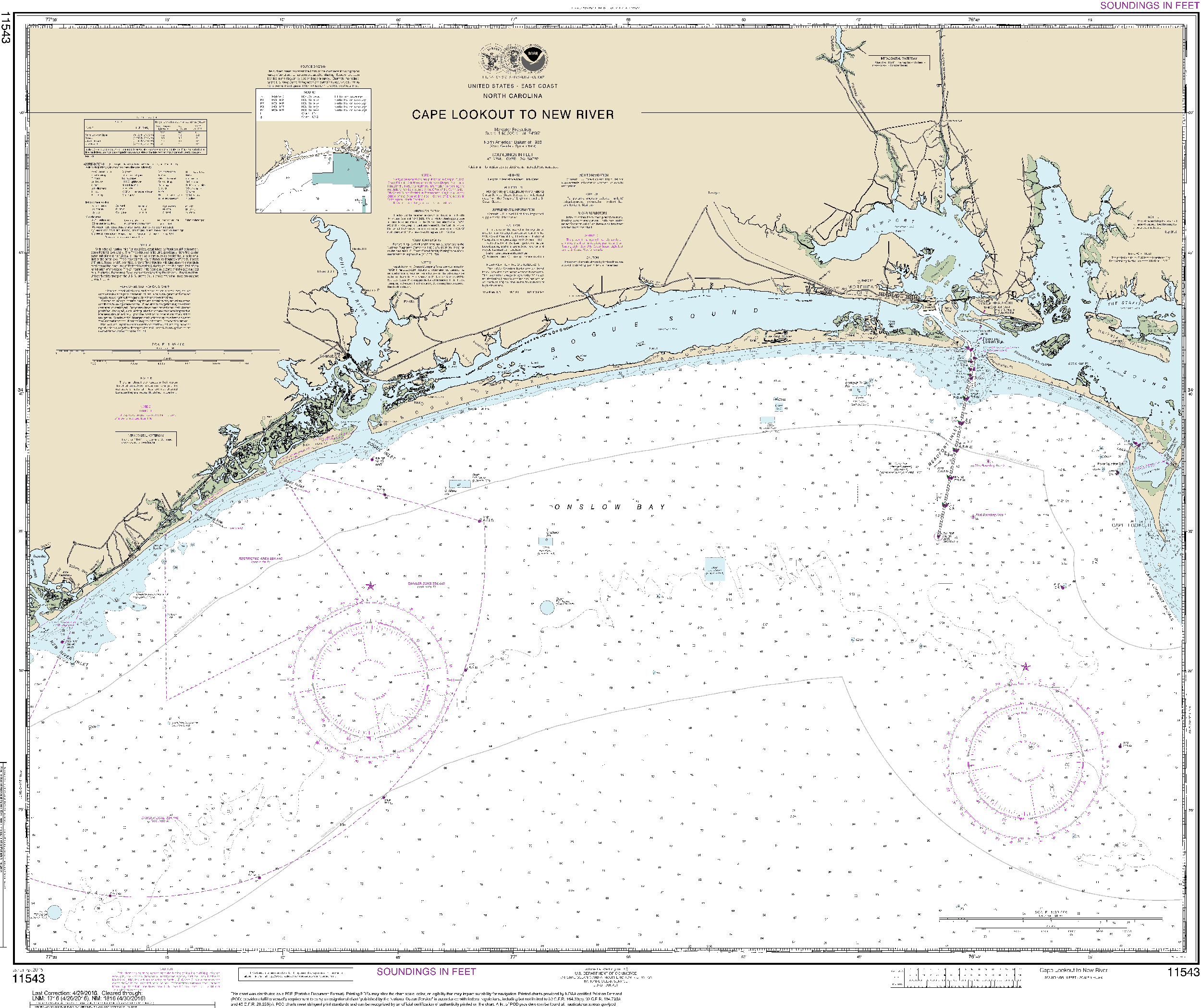 NOAA Nautical Chart 11543: Cape Lookout to New River