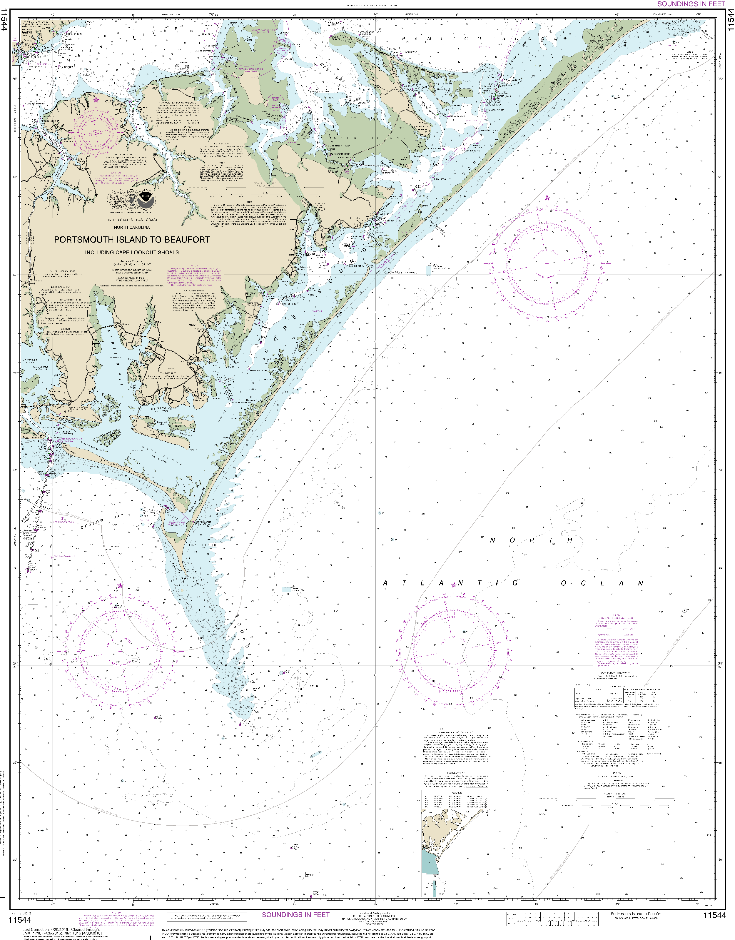 NOAA Nautical Chart 11544: Portsmouth Island to Beaufort, Including Cape Lookout Shoals