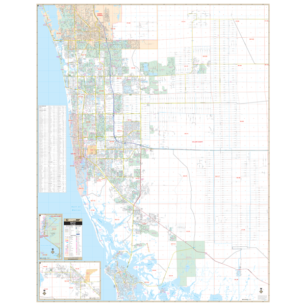 Naples Collier Co, Fl Wall Map - Large Laminated